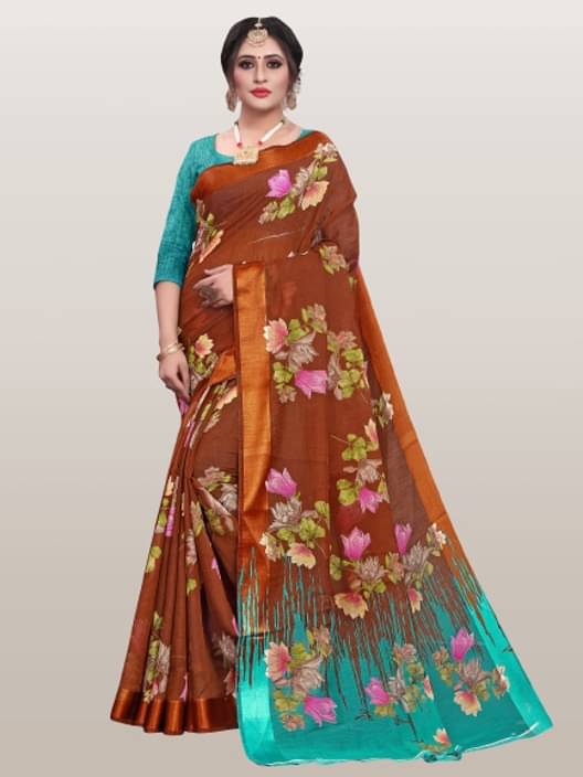 RUNAYA NX Silk Printed Saree With Unstitched Blouse Piece ( Multicolor ) RUNAYA NX Silk Printed Saree With Unstitched Blouse Piece ( Multicolor )