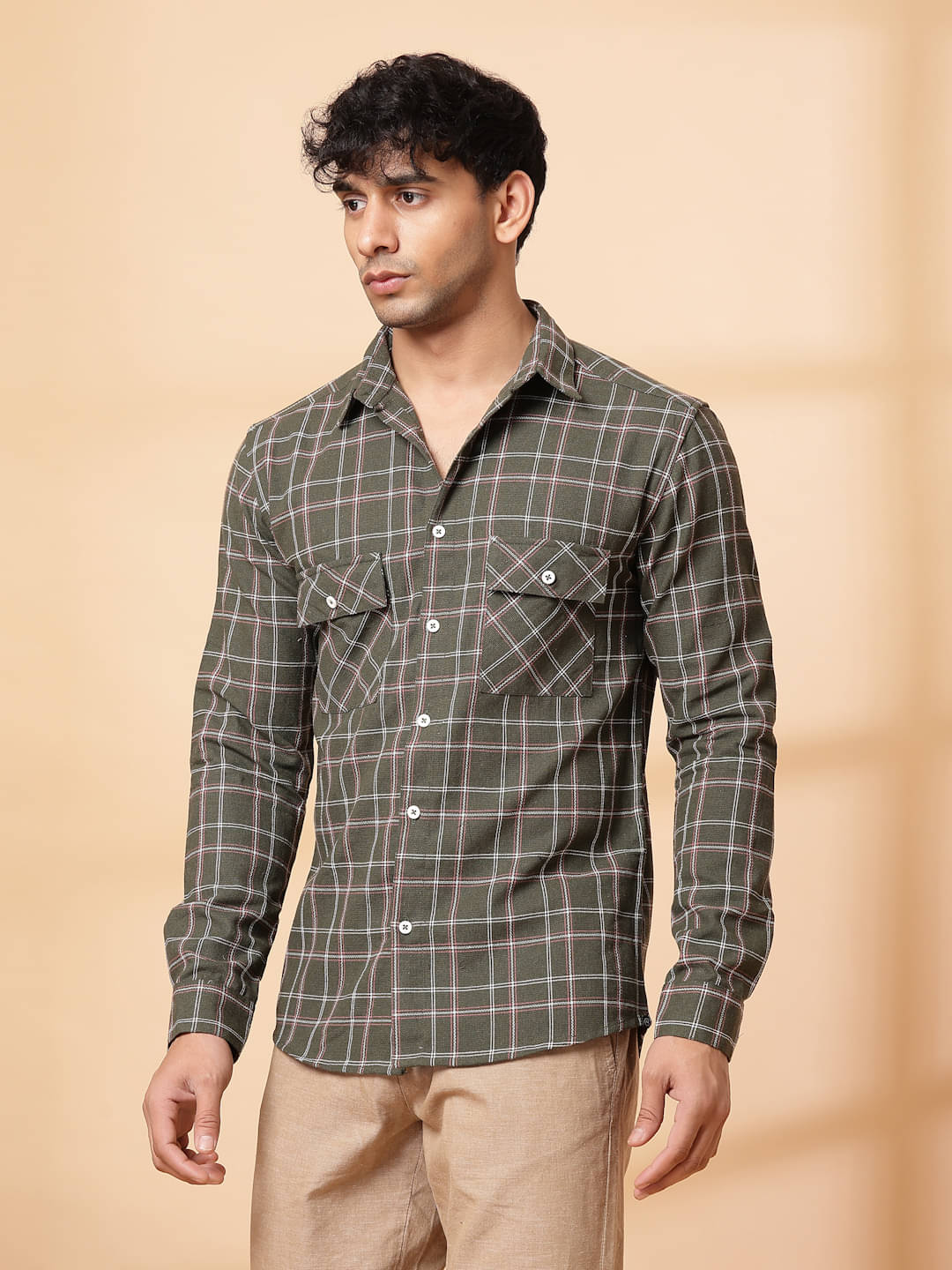     			Rigo 100% Cotton Slim Fit Checks Full Sleeves Men's Casual Shirt - Green ( Pack of 1 )