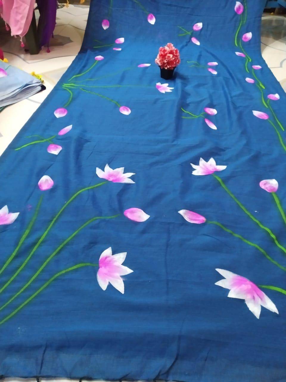 SARADA HANDLOOM Cotton Printed Saree With Unstitched Blouse Piece ( Blue ) SARADA HANDLOOM Cotton Printed Saree With Unstitched Blouse Piece ( Blue )