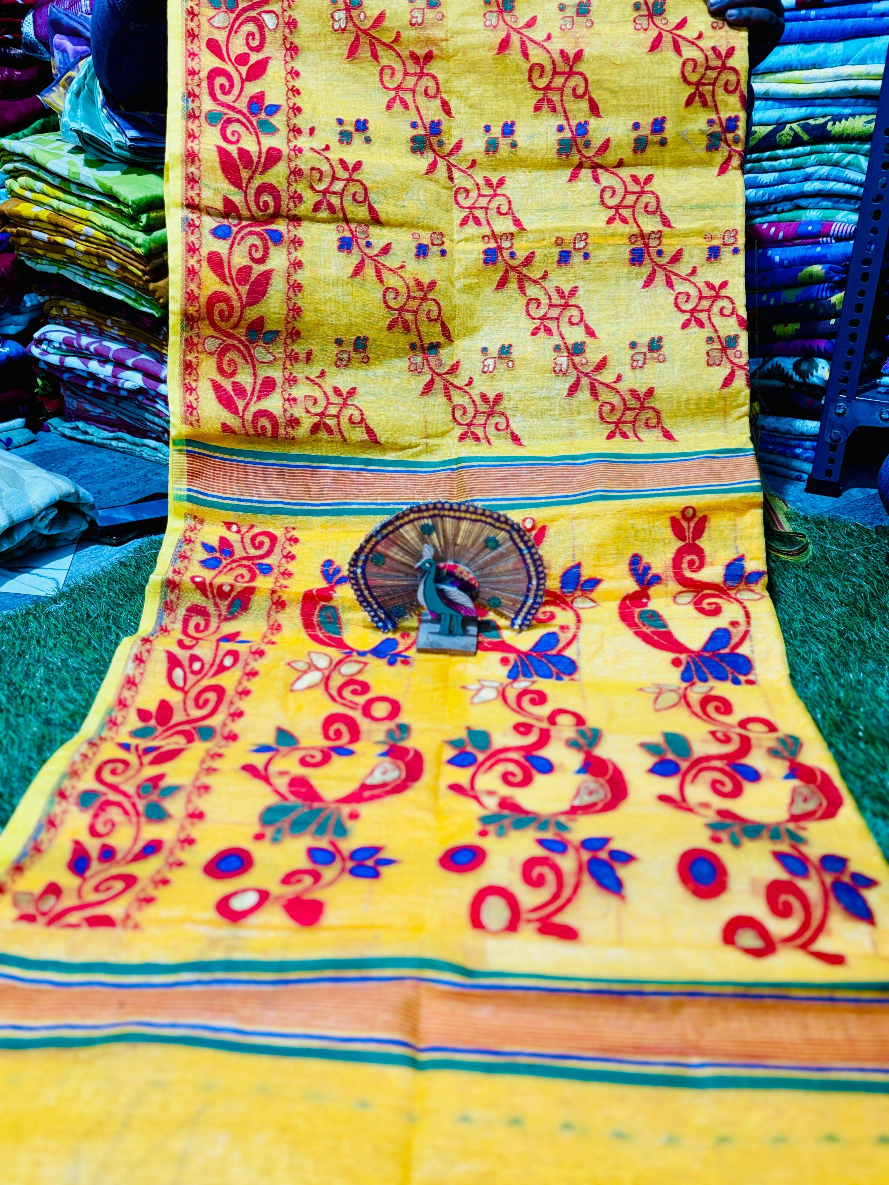 SARADA HANDLOOM Cotton Printed Saree With Unstitched Blouse Piece ( Yellow ) SARADA HANDLOOM Cotton Printed Saree With Unstitched Blouse Piece ( Yellow )