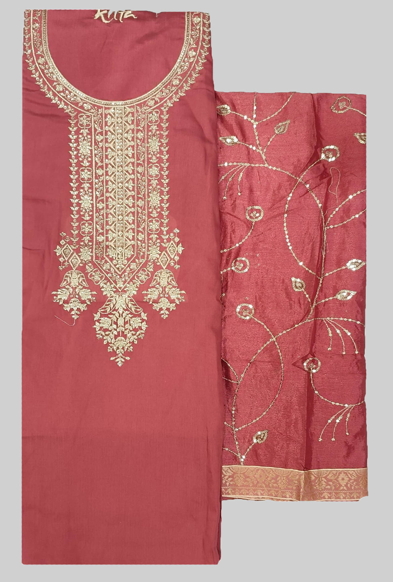 Soul Essence Unstitched Cotton Blend Embroidered Dress Material - Rust ( Pack of 1 ) Soul Essence Unstitched Cotton Blend Embroidered Dress Material - Rust ( Pack of 1 )