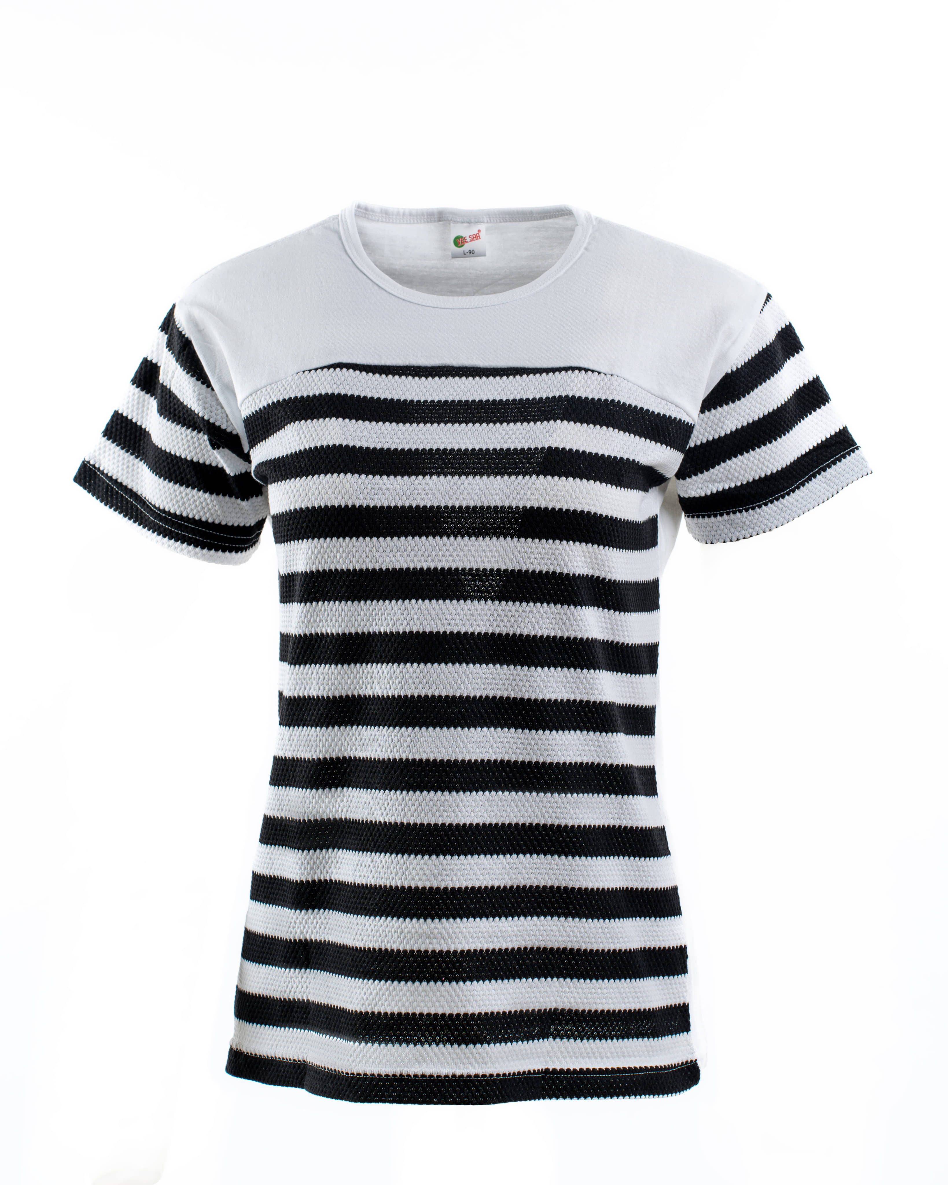 VEE SAA Women Cotton Striped Regular Fit Round Neck T-Shirt ( Black ) VEE SAA Women Cotton Striped Regular Fit Round Neck T-Shirt ( Black )