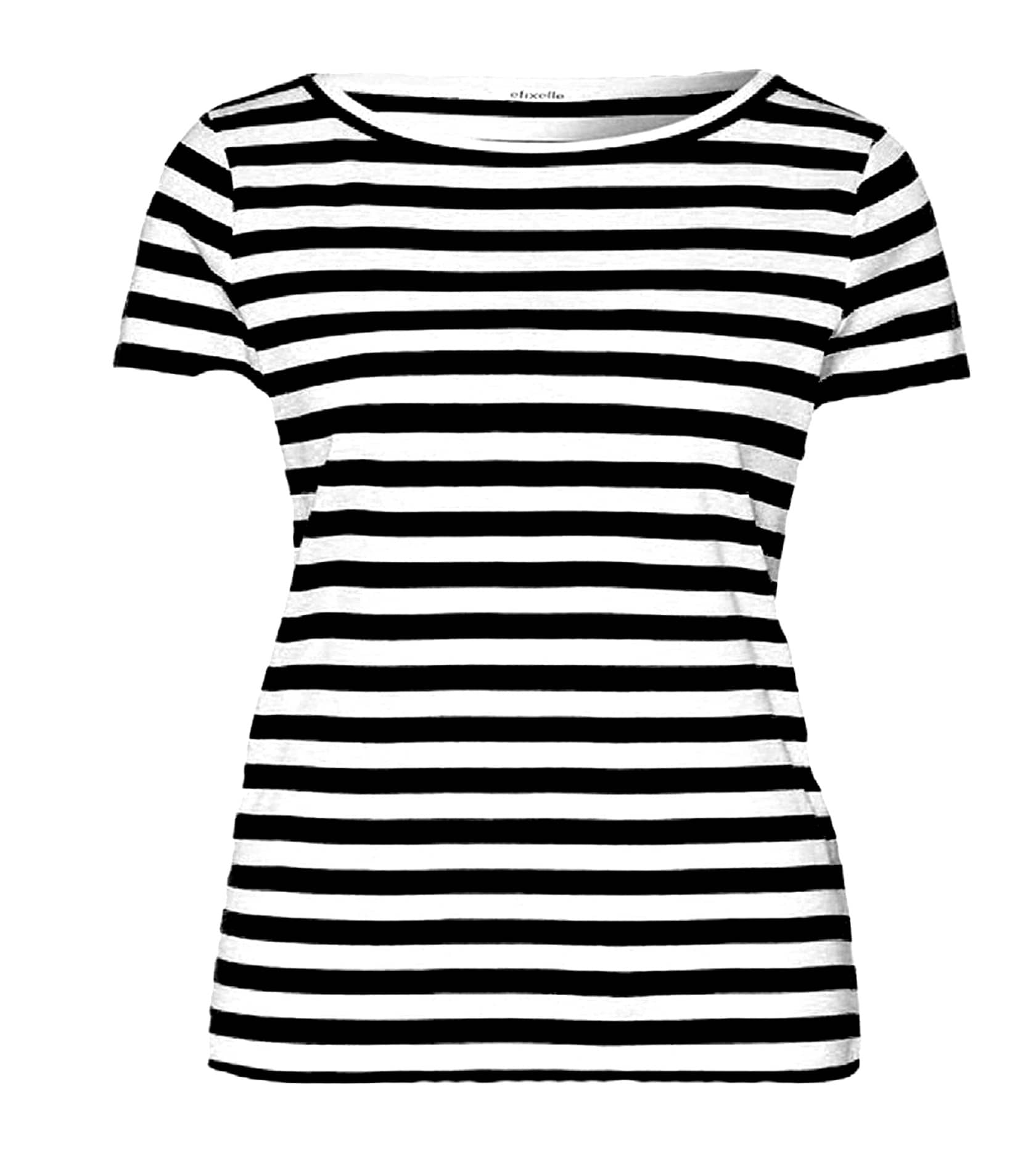 VEE SAA Women Cotton Striped Regular Fit Round Neck T-Shirt ( Black )