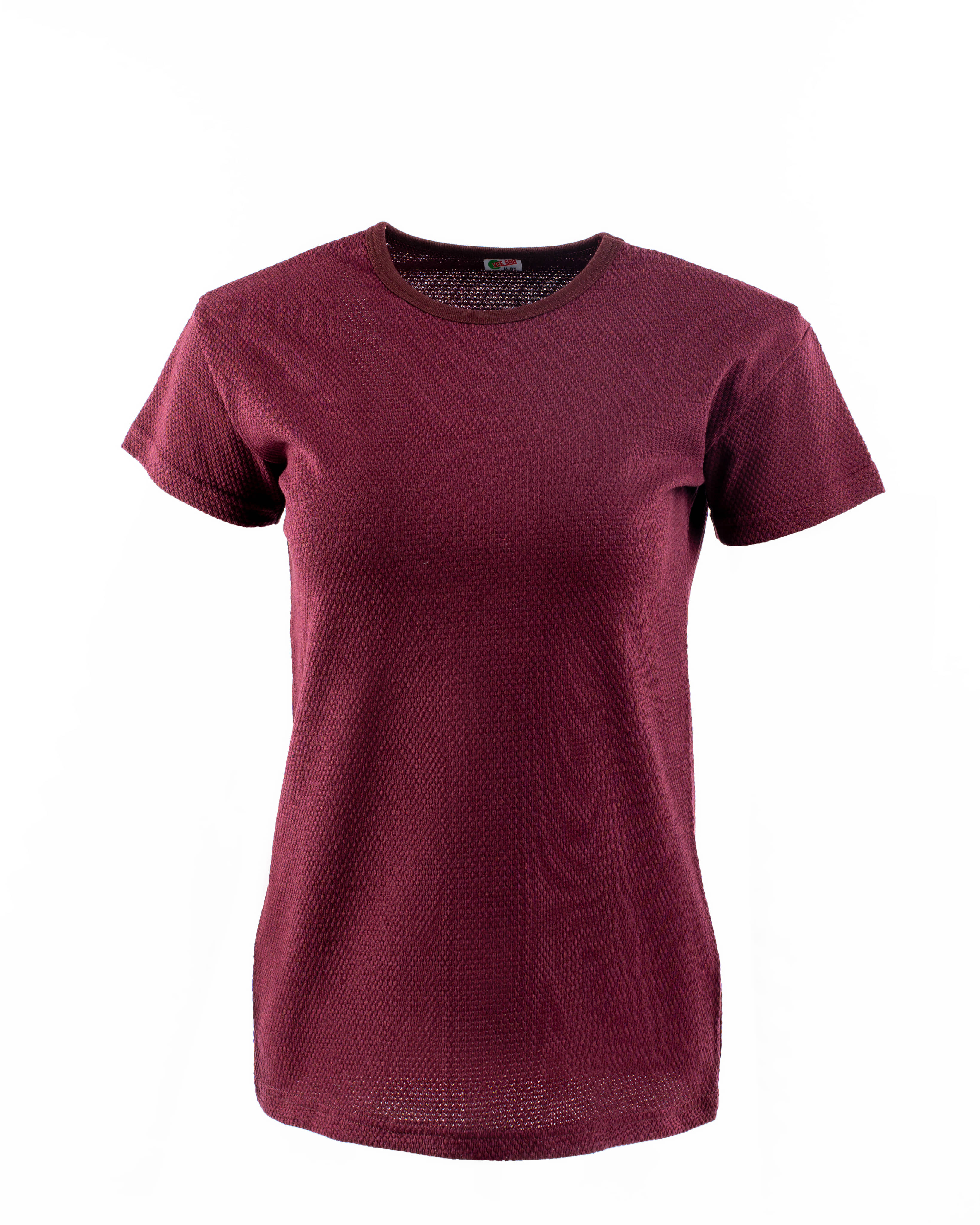 VEE SAA Women Cotton Self Design Regular Fit Round Neck T-Shirt ( Maroon )