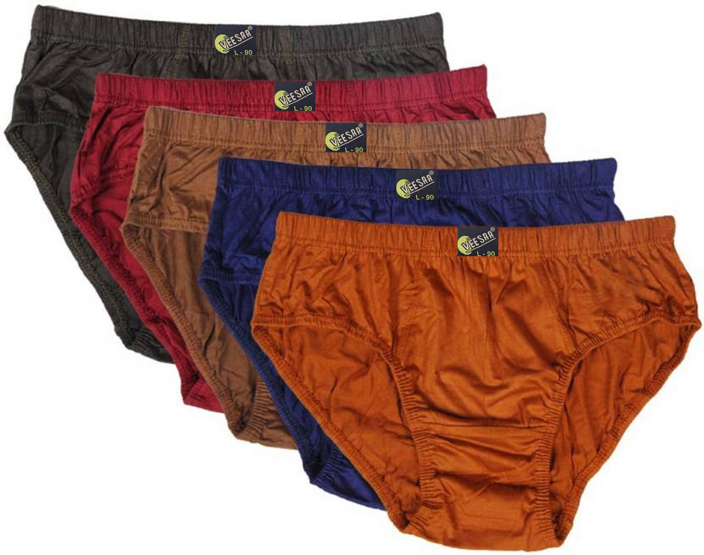 VEE SAA Pack of 5 Cotton Briefs For Women ( Multicolor )