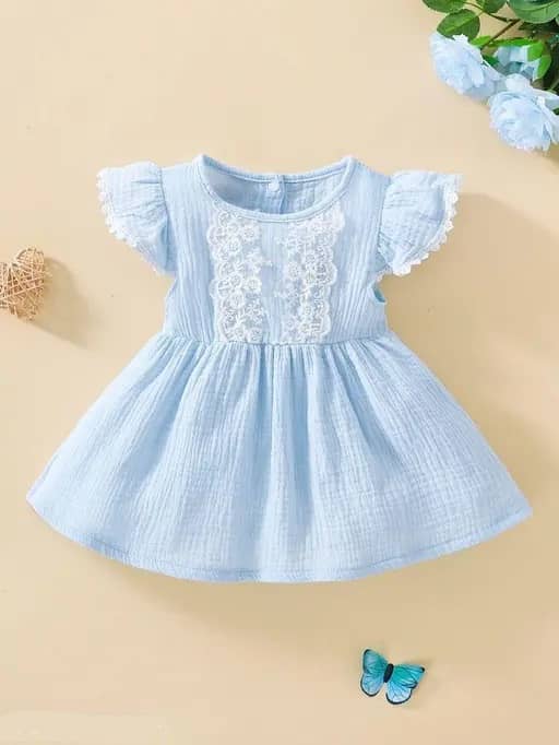 VELION Georgette Frock For Baby Girls ( Pack of 1 , Light Blue )