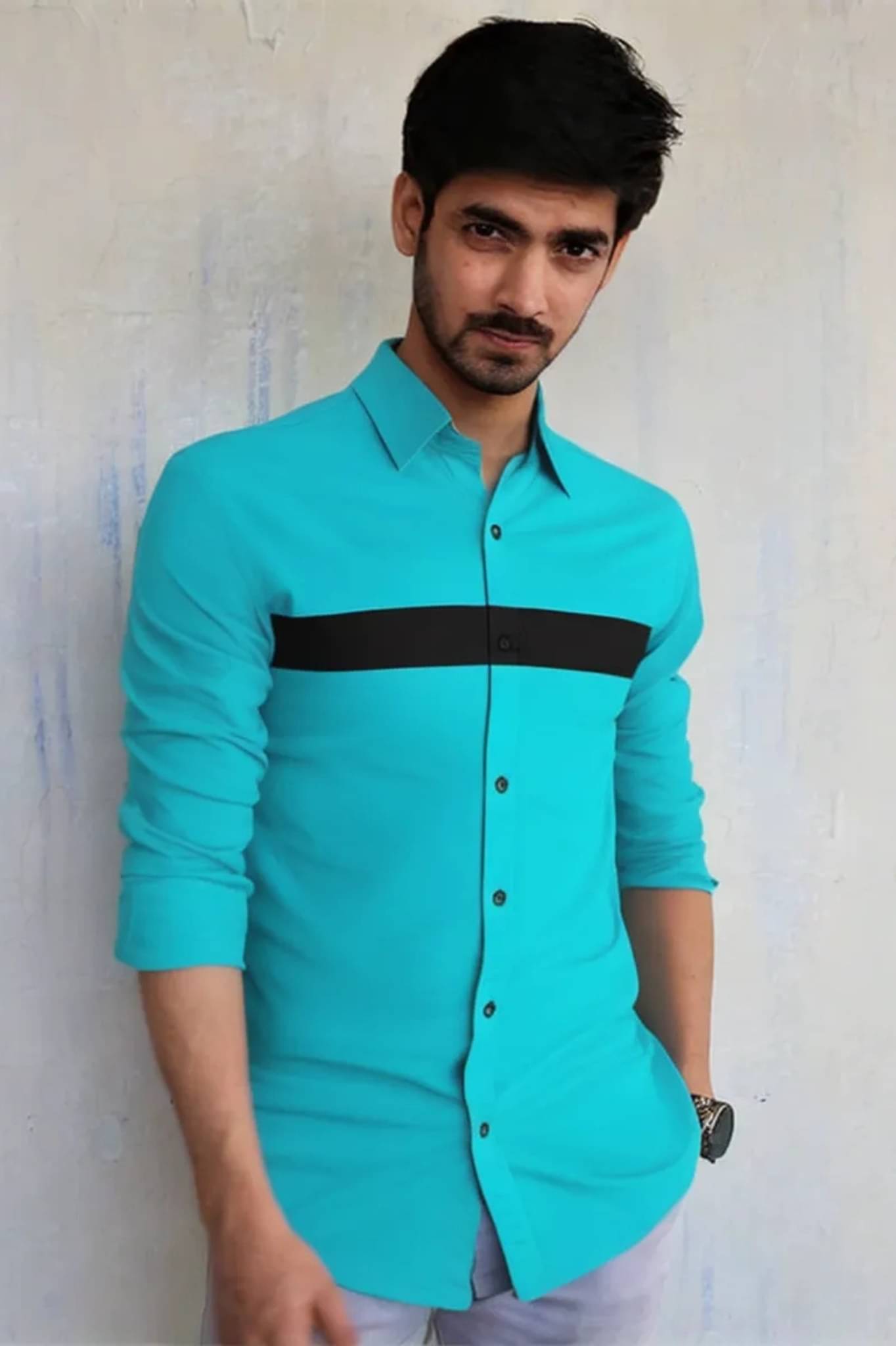     			VERTUSY Cotton Blend Regular Fit Striped Full Sleeves Men's Casual Shirt - Turquoise ( Pack of 1 )