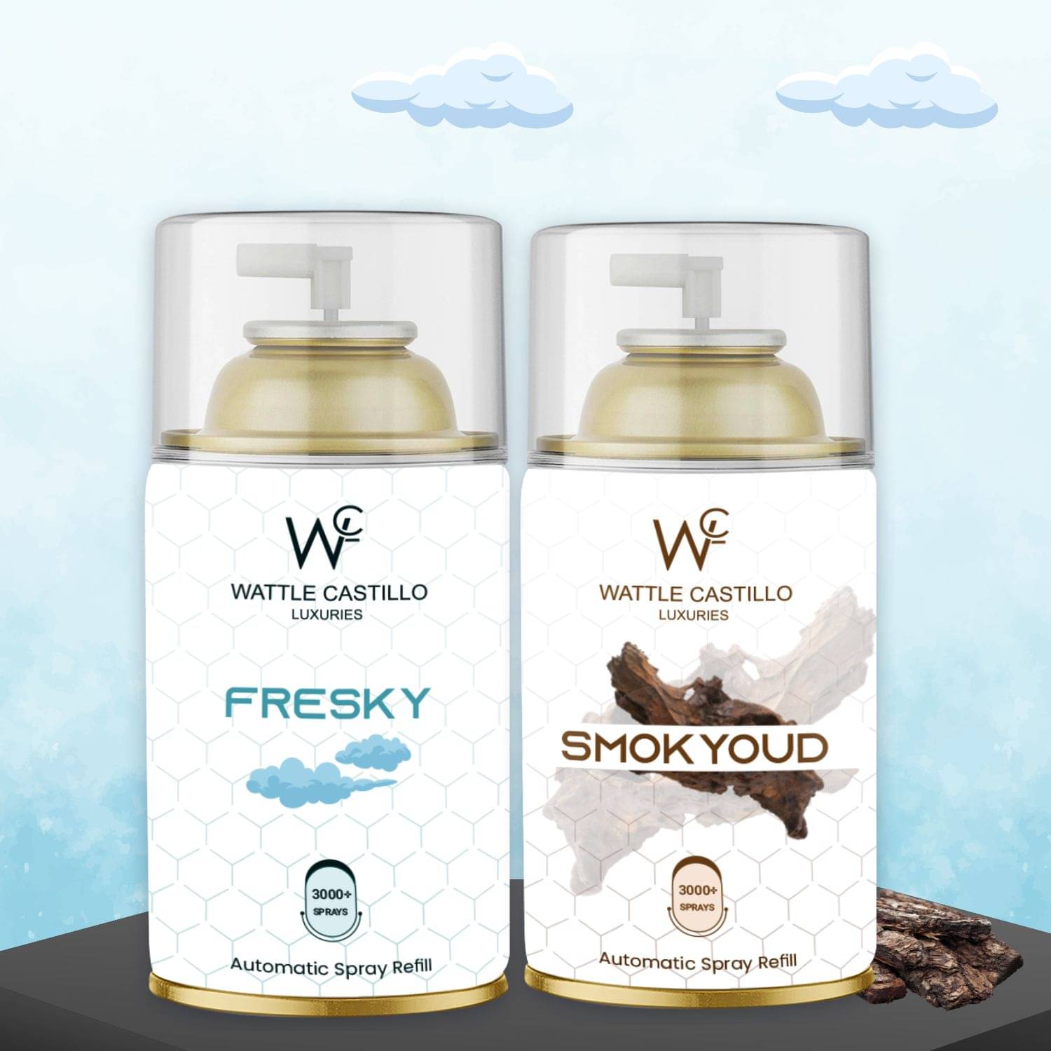 Wattle Castillo Room Freshener Refill 265ML-Fresky-Smokyoud( Pack of 2 ) Wattle Castillo Room Freshener Refill 265ML-Fresky-Smokyoud( Pack of 2 )
