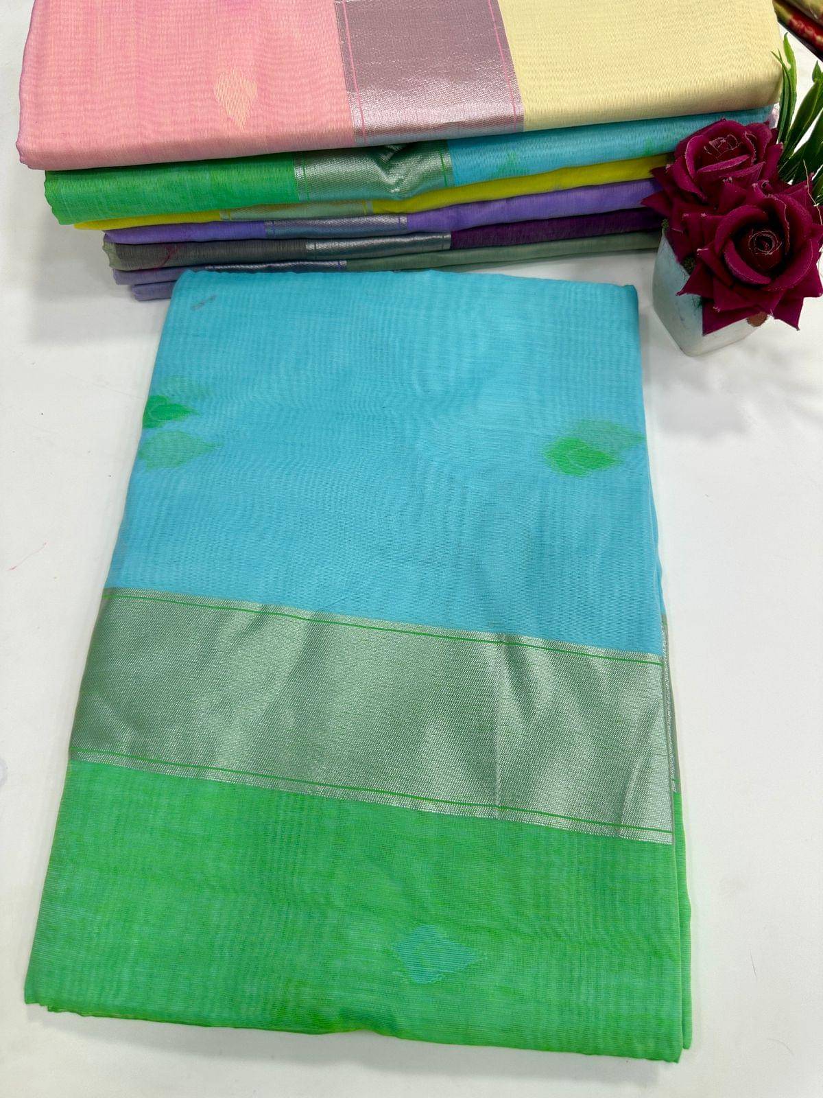 Aika Chanderi Colorblock Saree With Unstitched Blouse Piece ( Multicolor 5 ) Aika Chanderi Colorblock Saree With Unstitched Blouse Piece ( Multicolor 5 )