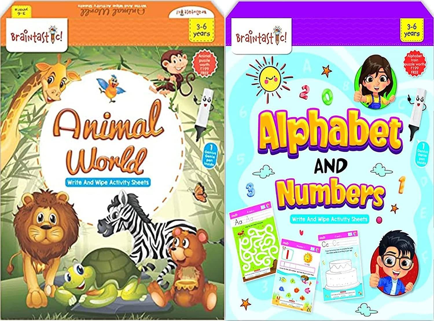 Alphabet & Animal World Write Wipe Reusable Activity Sheet with Free Puzzle Kid Alphabet & Animal World Write Wipe Reusable Activity Sheet with Free Puzzle Kid