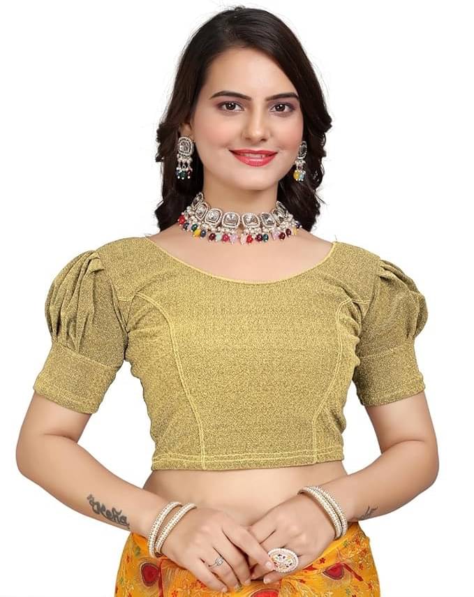     			DELTIN HUB Gold Readymade without Pad Jacquard Women's Blouse ( Pack of 1 )