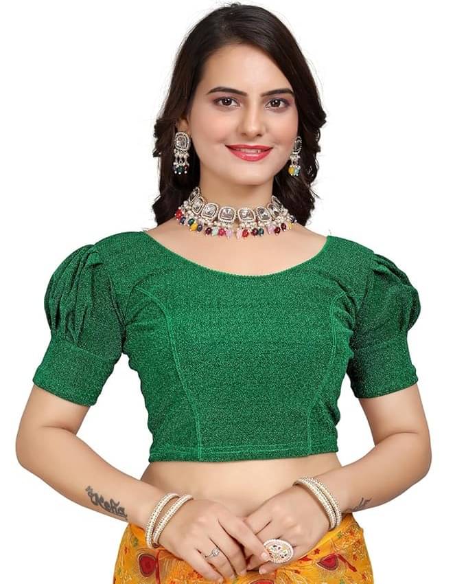     			DELTIN HUB Green Readymade without Pad Jacquard Women's Blouse ( Pack of 1 )