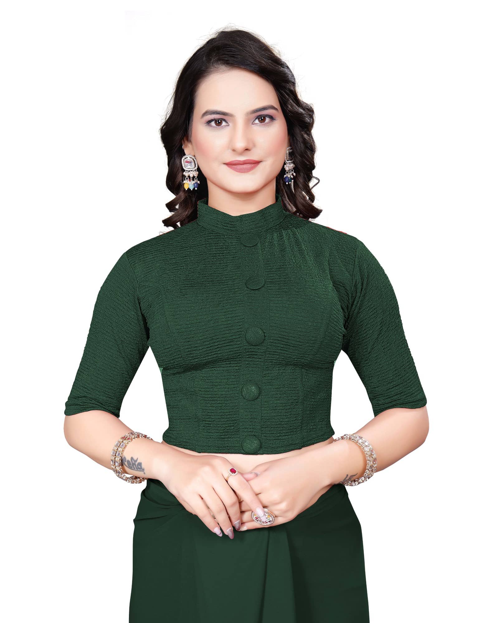 DELTIN HUB Maroon Readymade without Pad Cotton Blend Women's Blouse ( Pack of 1 )