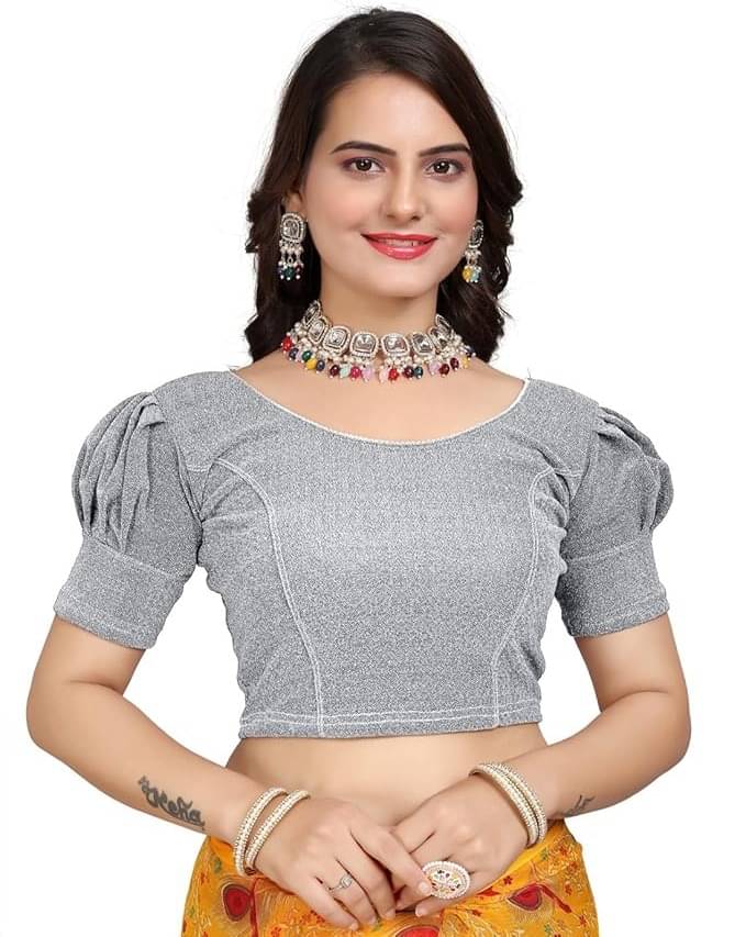 DELTIN HUB Silver Readymade without Pad Jacquard Women's Blouse ( Pack of 1 ) DELTIN HUB Silver Readymade without Pad Jacquard Women's Blouse ( Pack of 1 )