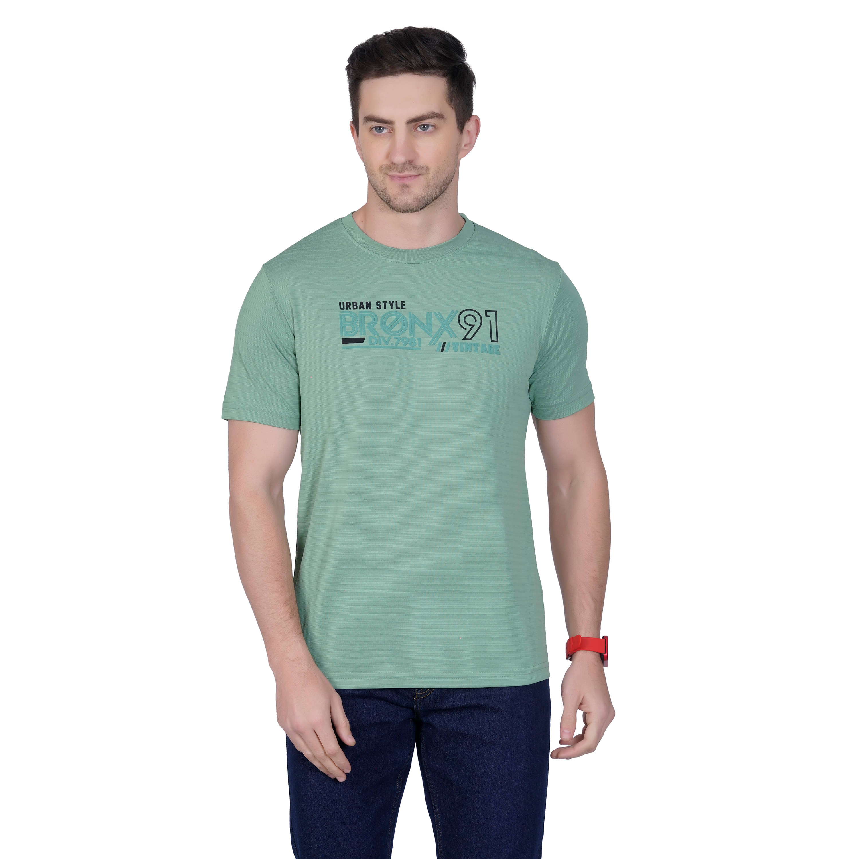     			DIDOT Polyester Regular Fit Printed Half Sleeves Men's Round T-Shirt - Blue ( Pack of 1 )