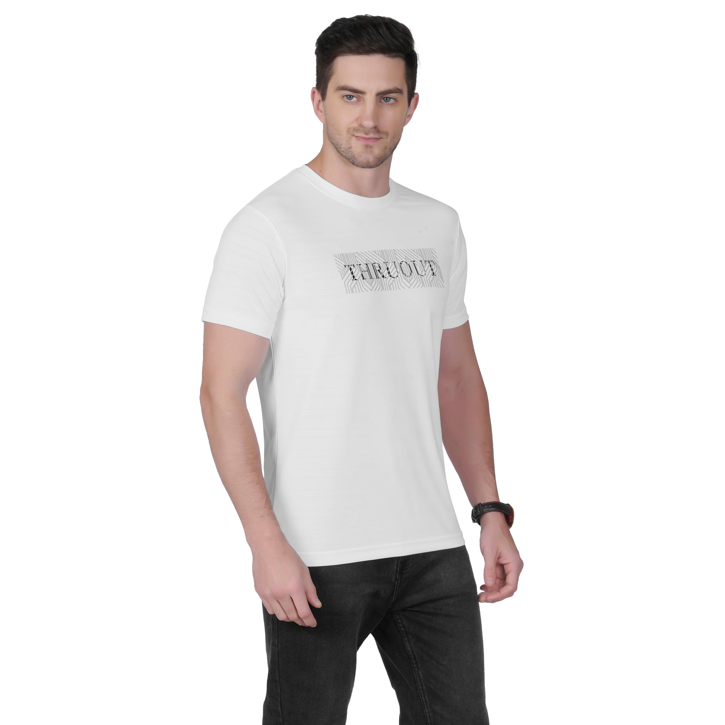     			DIDOT Polyester Regular Fit Printed Half Sleeves Men's Round T-Shirt - Off White ( Pack of 1 )