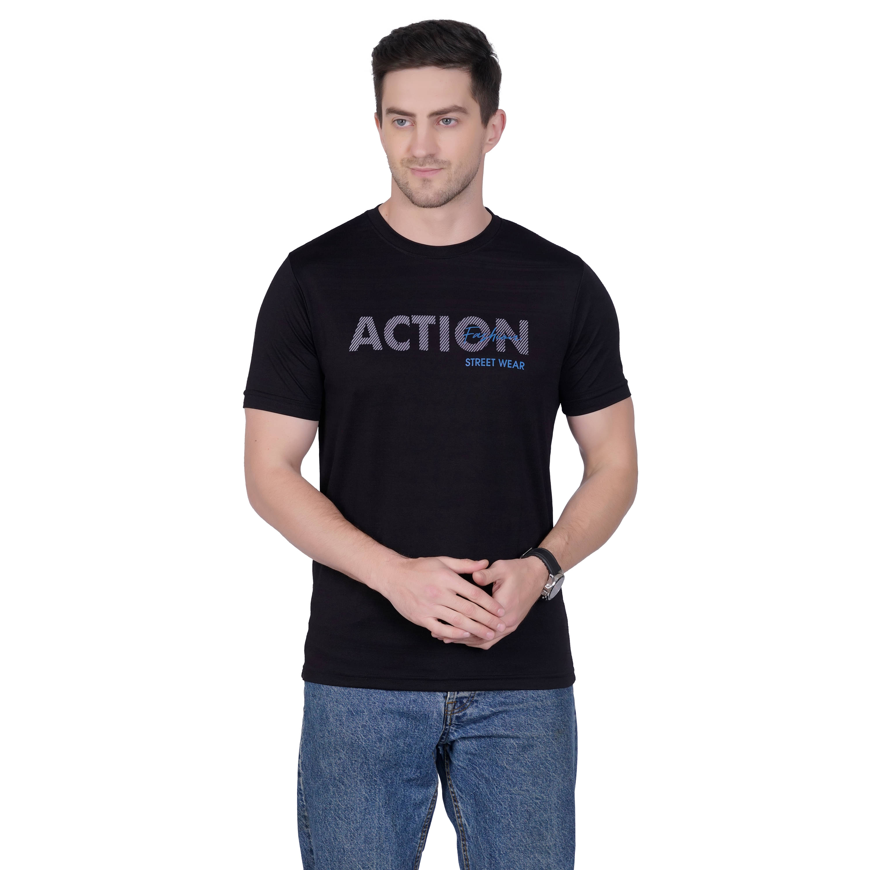 DIDOT Polyester Regular Fit Printed Half Sleeves Men's Round T-Shirt - Black ( Pack of 1 ) DIDOT Polyester Regular Fit Printed Half Sleeves Men's Round T-Shirt - Black ( Pack of 1 )