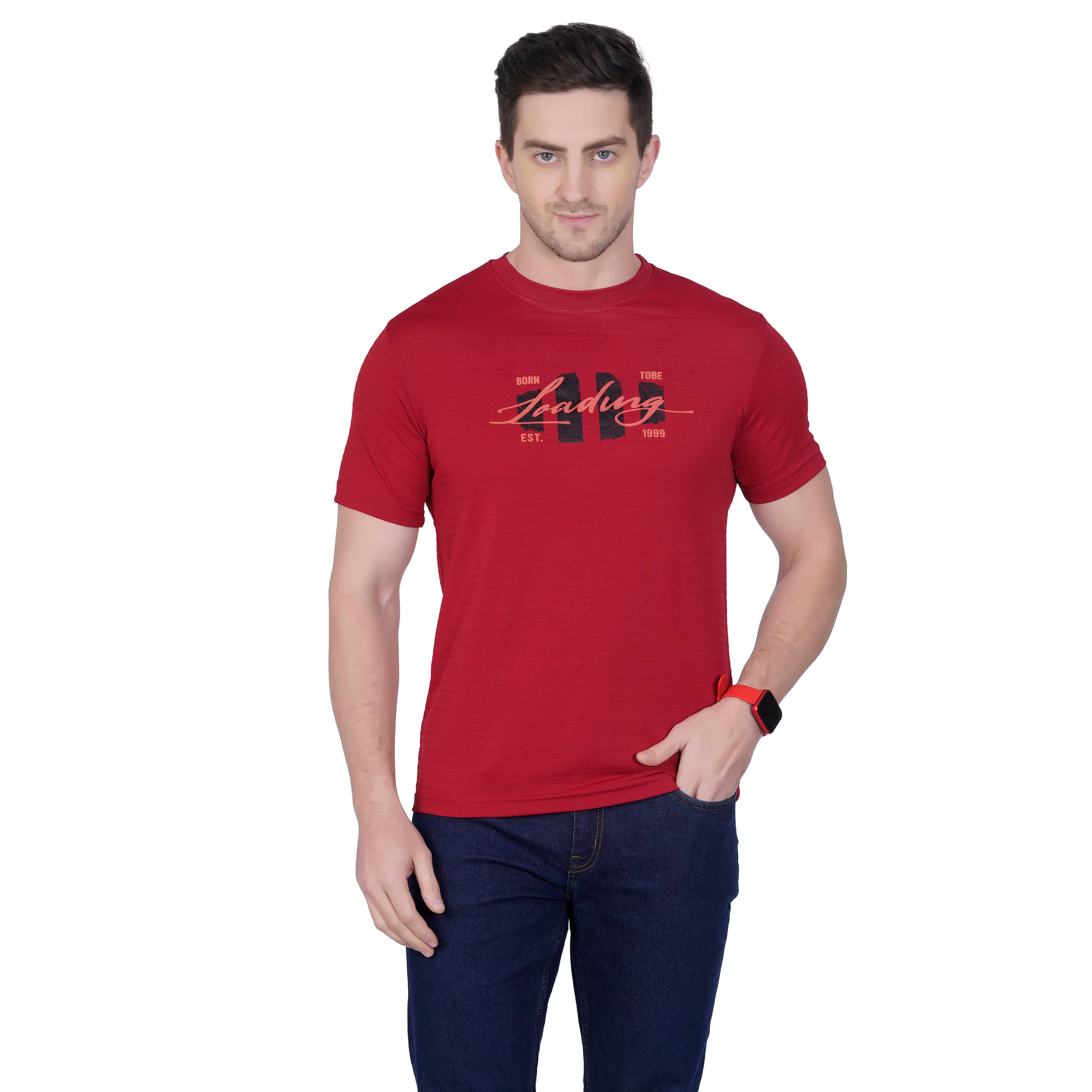     			DIDOT Polyester Regular Fit Printed Half Sleeves Men's Round T-Shirt - Red ( Pack of 1 )