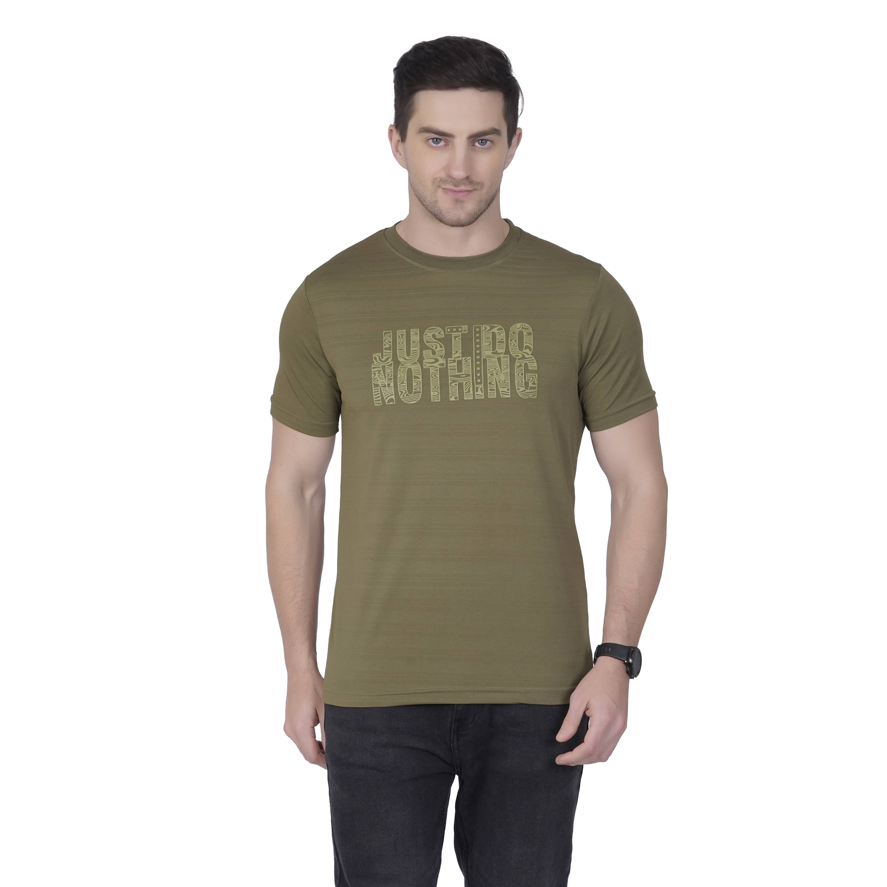 DIDOT Polyester Regular Fit Printed Half Sleeves Men's Round T-Shirt - Olive ( Pack of 1 ) DIDOT Polyester Regular Fit Printed Half Sleeves Men's Round T-Shirt - Olive ( Pack of 1 )