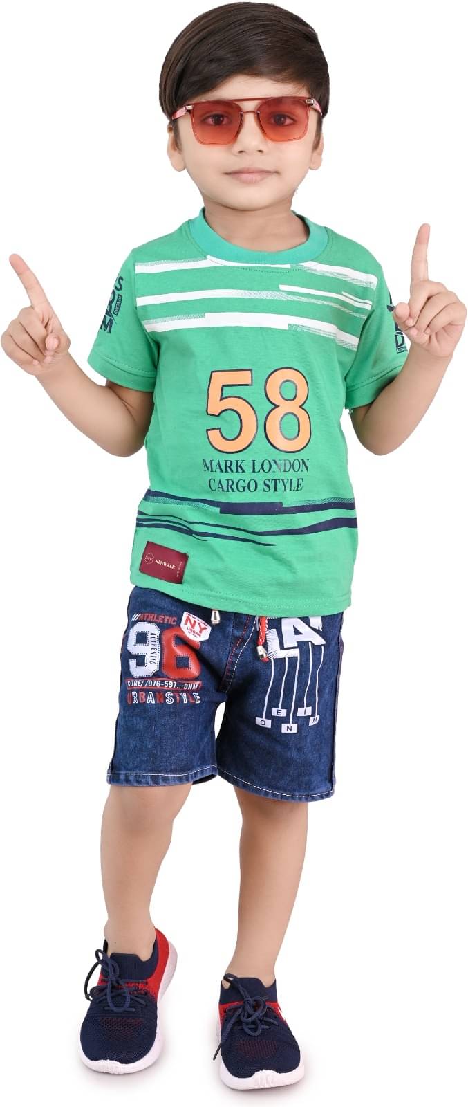     			DS DRESSES Pack of 1 Boys Cotton T-Shirt & Shorts Set ( Green )