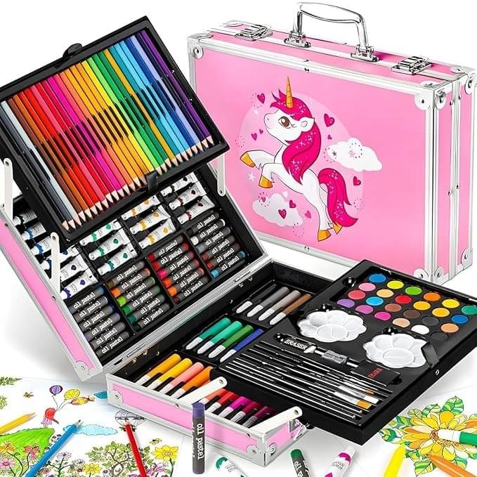     			ECLET Art Kit Supplies Portable Great Gift Set 145Pcs Unicorn Gift for Painting