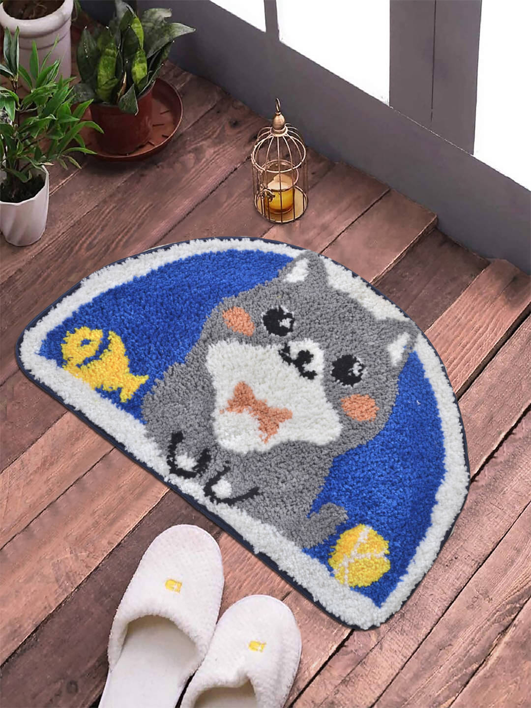FABINALIV Set of 1 Anti-skid Polycotton Door Mat ( 60 X 40 cm ) Multi FABINALIV Set of 1 Anti-skid Polycotton Door Mat ( 60 X 40 cm ) Multi