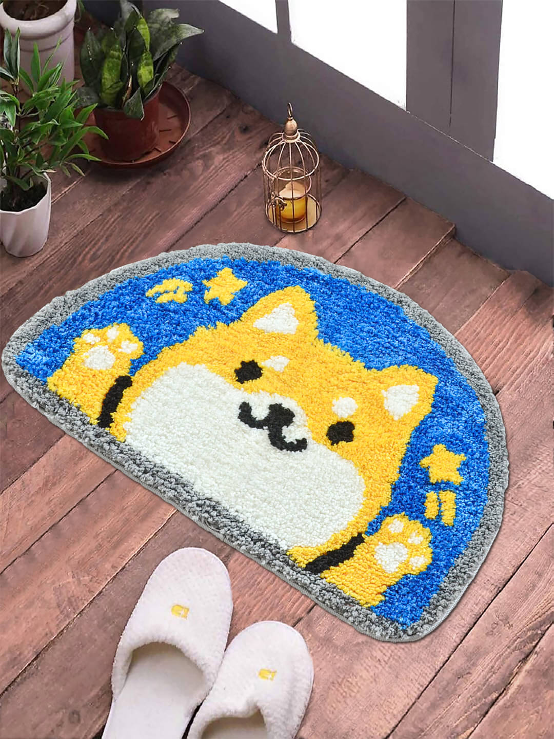     			FABINALIV Set of 1 Anti-skid Polycotton Door Mat ( 60 X 40 cm ) Multi