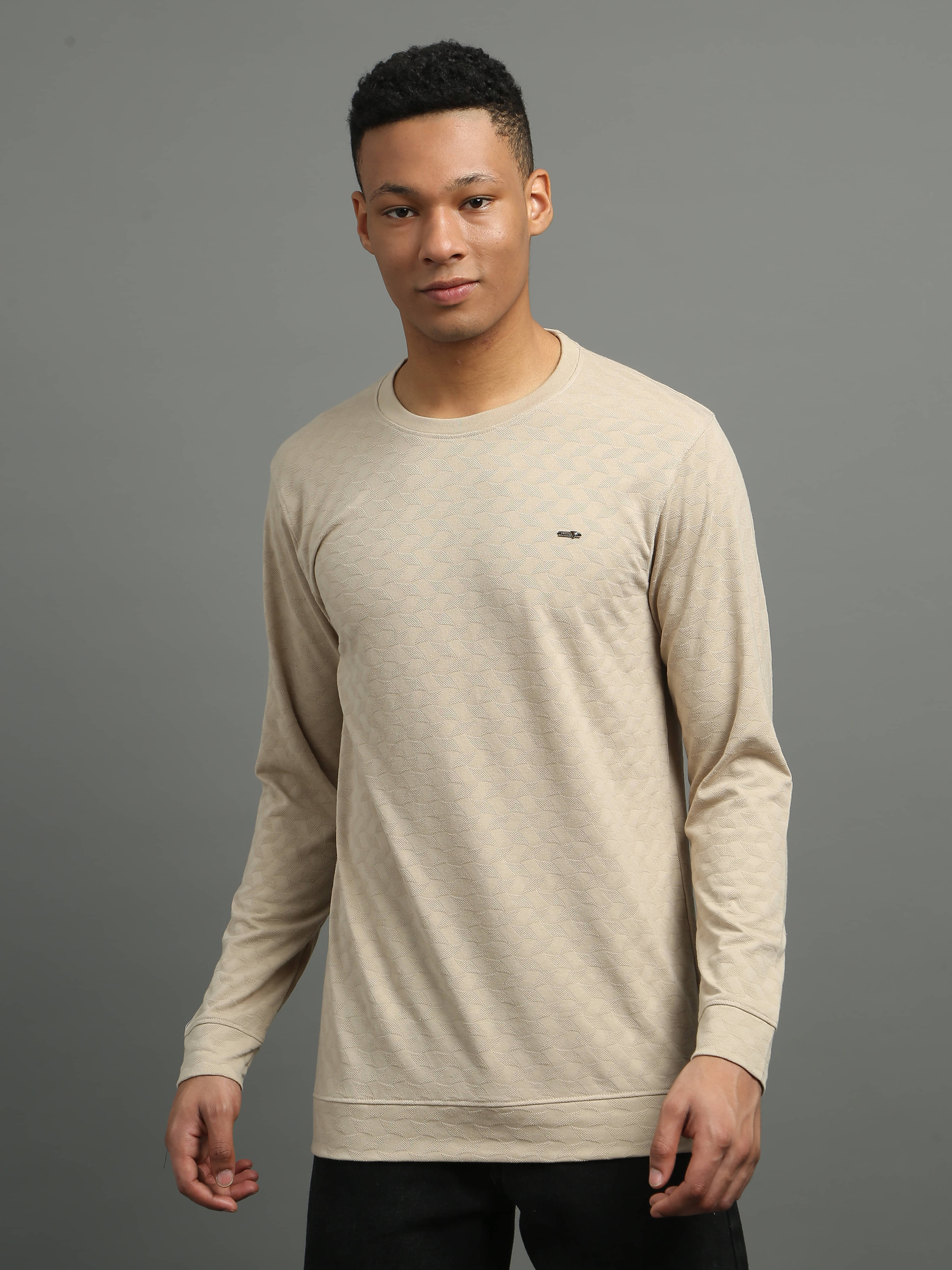     			FROSEN FOX Cotton Blend Round Neck Men's Sweatshirt - Cream ( Pack of 1 )