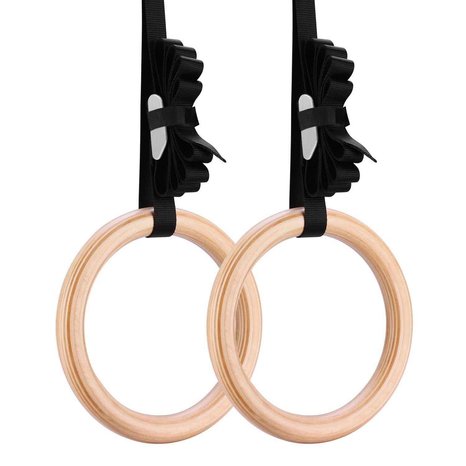     			Gymnastic Wooden Rings with Heavy-Duty Adjustable Straps, Perfect for Calisthenics, Cross Fitness, and Full-Body Conditioning Training Pack of 1