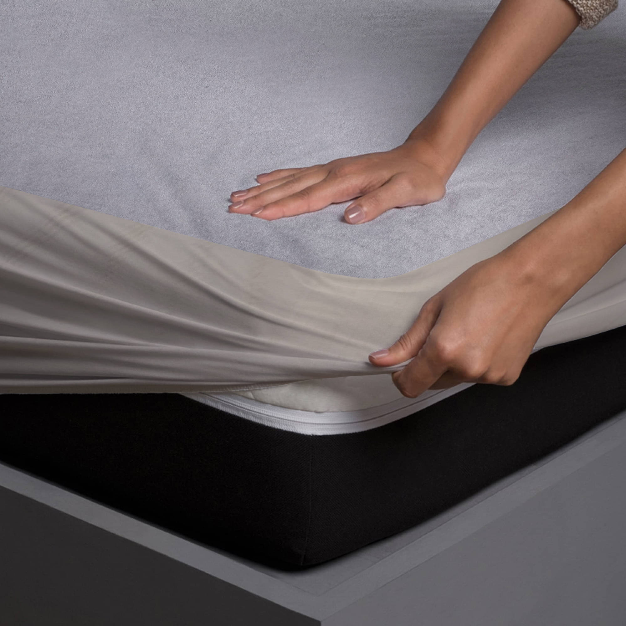 JDXONLINESALE - Cotton Terry Water Repellent Double Bed Mattress Protector - 191 cm (75") x 150 cm (59") - Gray JDXONLINESALE - Cotton Terry Water Repellent Double Bed Mattress Protector - 191 cm (75") x 150 cm (59") - Gray