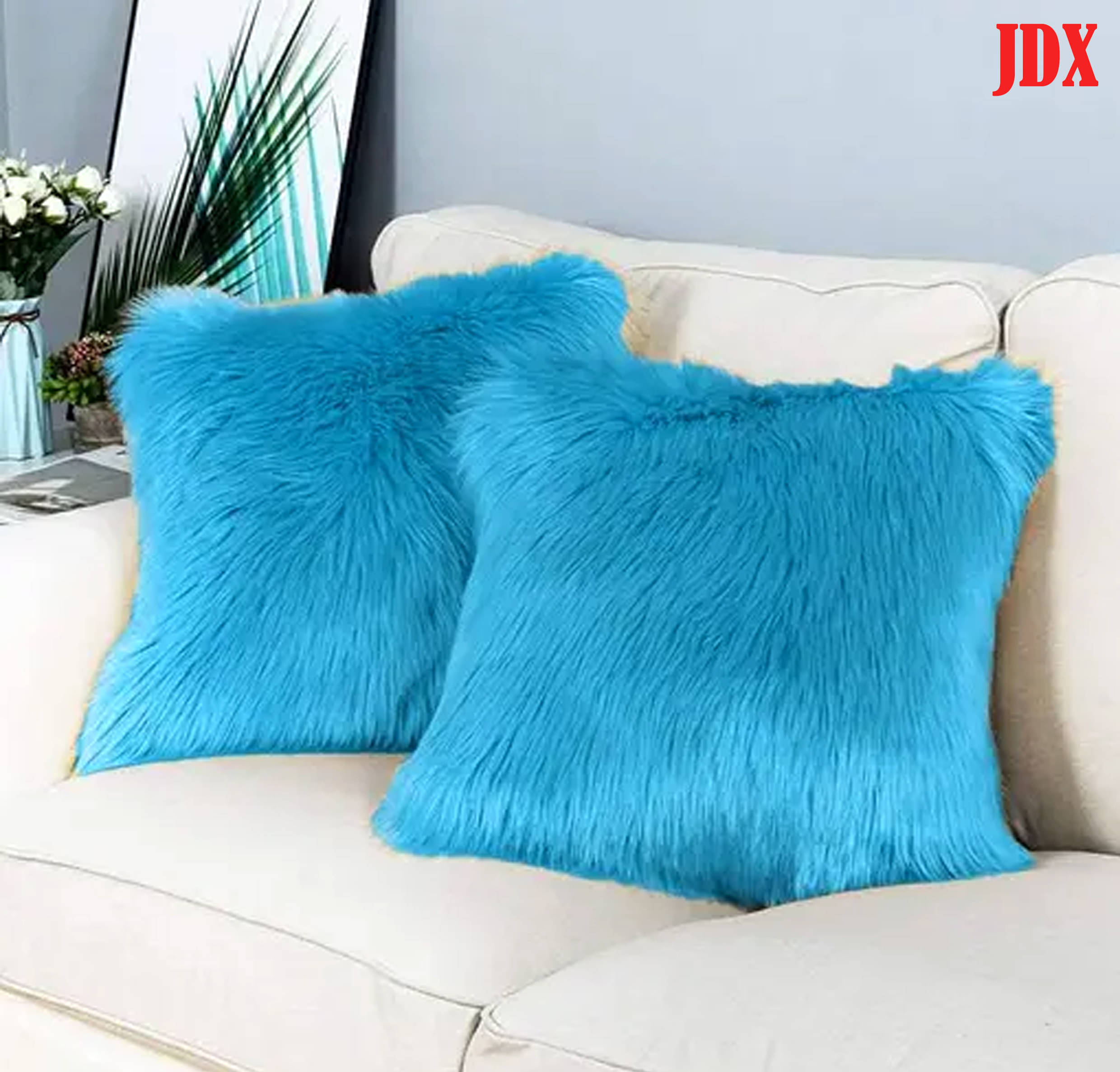 JDXONLINESALE Set of 2 Blue Polyester Filled Cushion JDXONLINESALE Set of 2 Blue Polyester Filled Cushion
