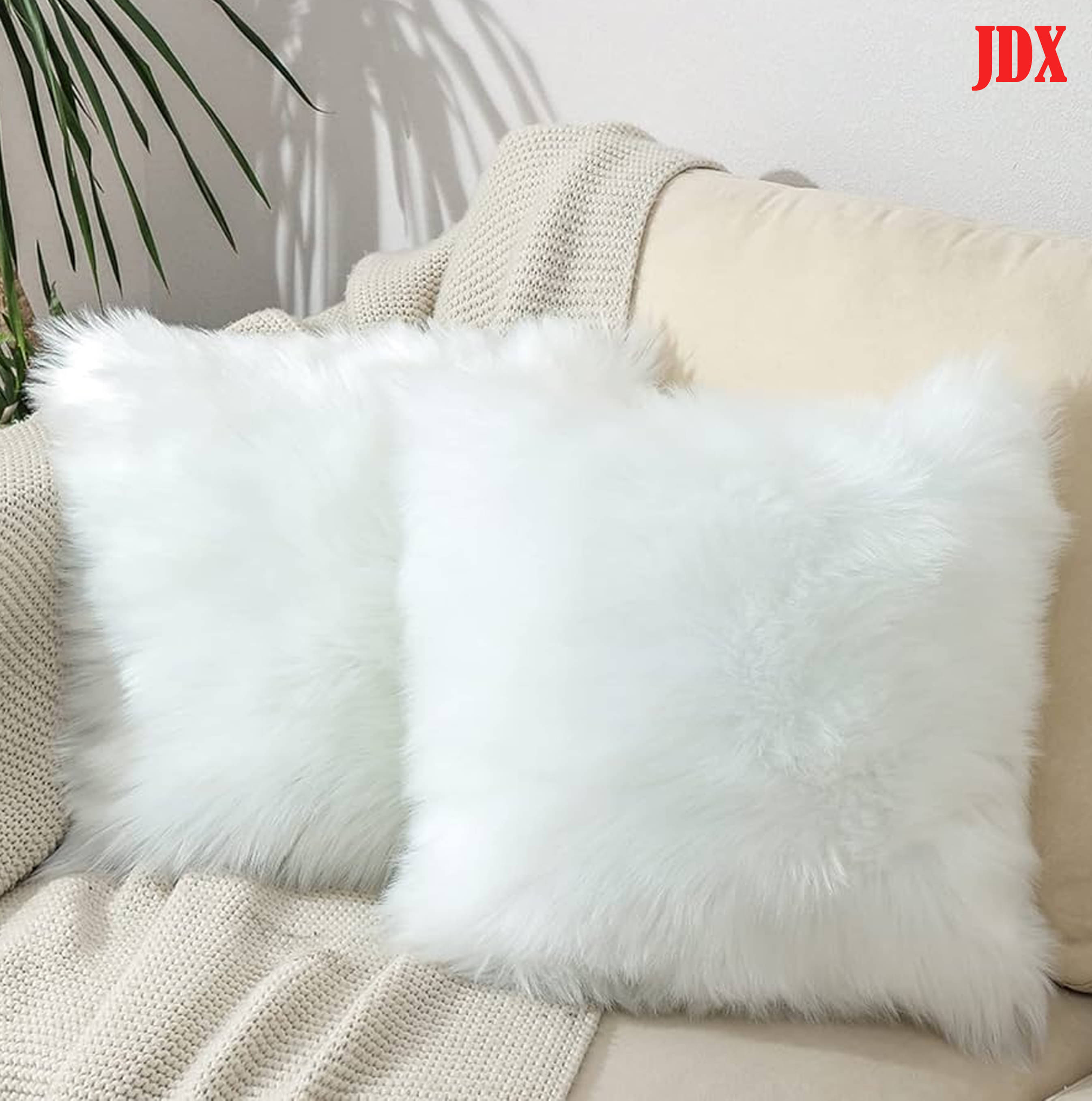 JDXONLINESALE Set of 2 White Polyester Filled Cushion JDXONLINESALE Set of 2 White Polyester Filled Cushion