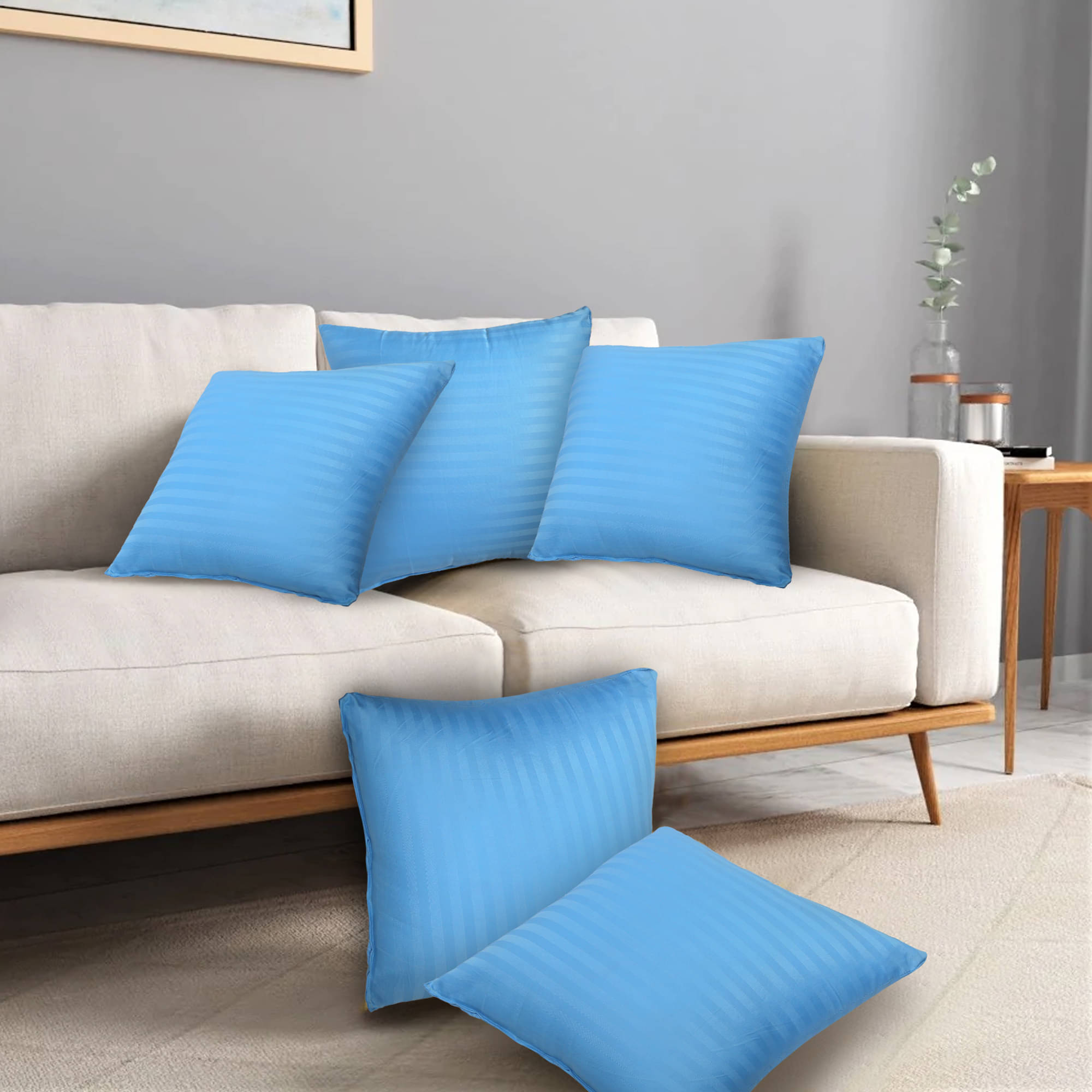     			JDXONLINESALE Set of 5 Blue Polyester Filled Cushion