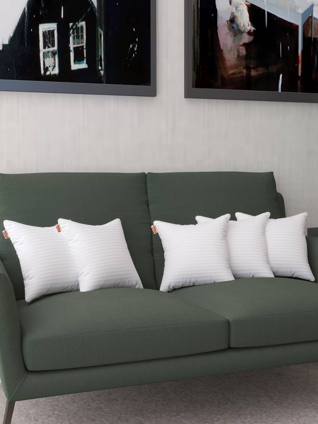     			JDXONLINESALE Set of 5 Gray Poly Cotton Filled Cushion