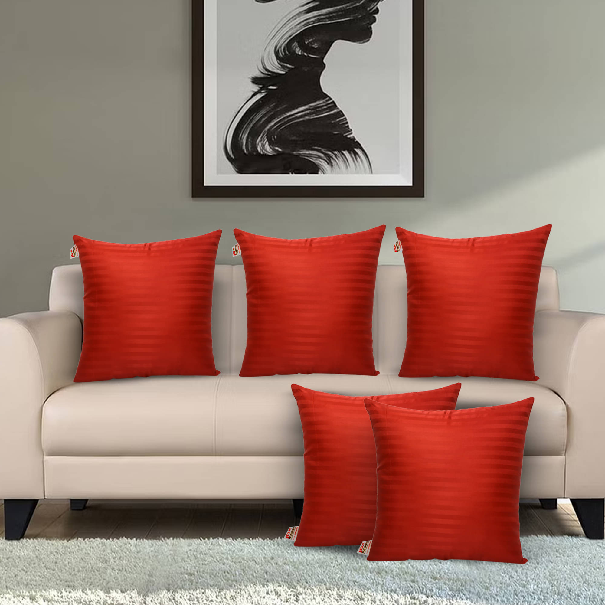 JDXONLINESALE Set of 5 Maroon Poly Cotton Filled Cushion JDXONLINESALE Set of 5 Maroon Poly Cotton Filled Cushion