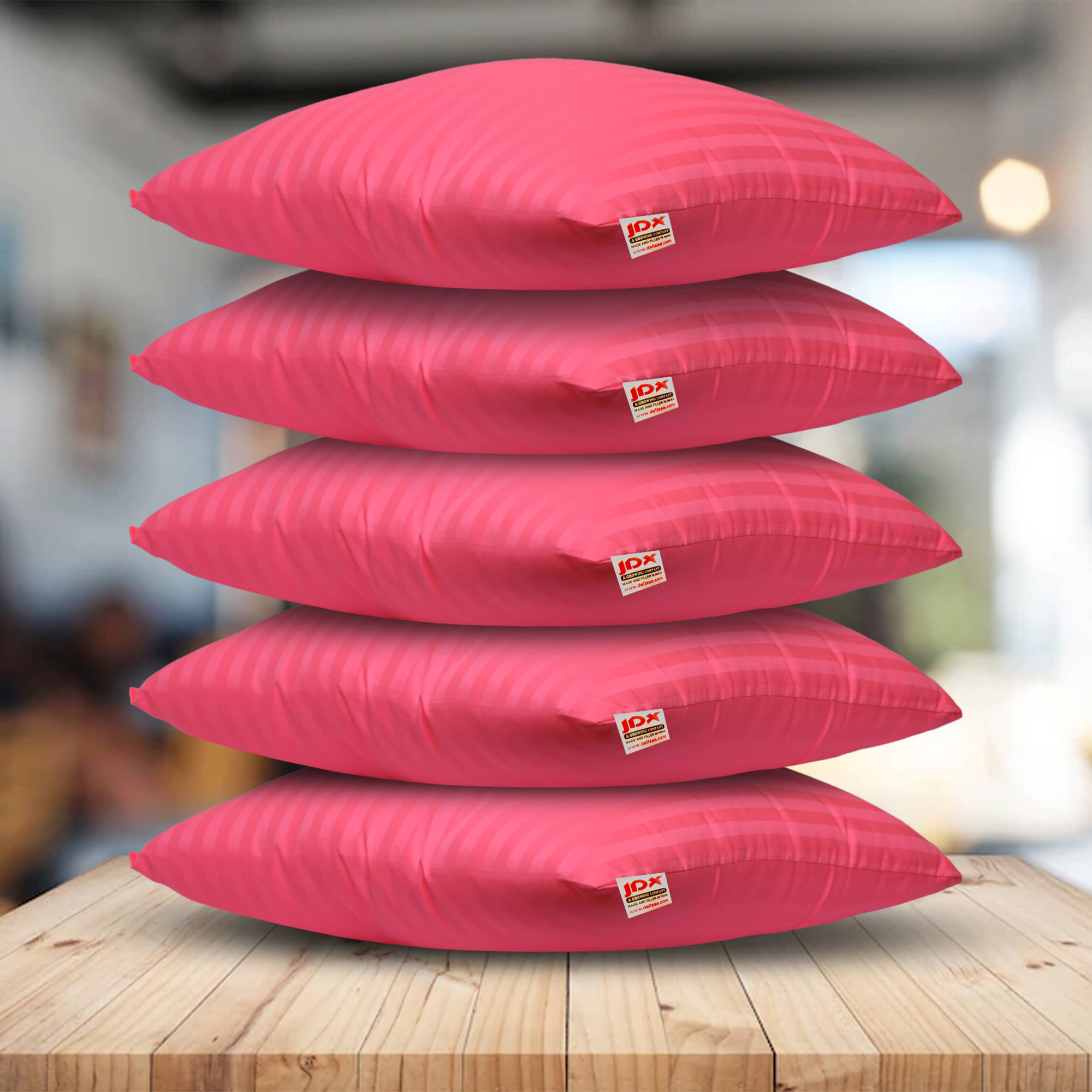     			JDXONLINESALE Set of 5 Pink Poly Cotton Filled Cushion