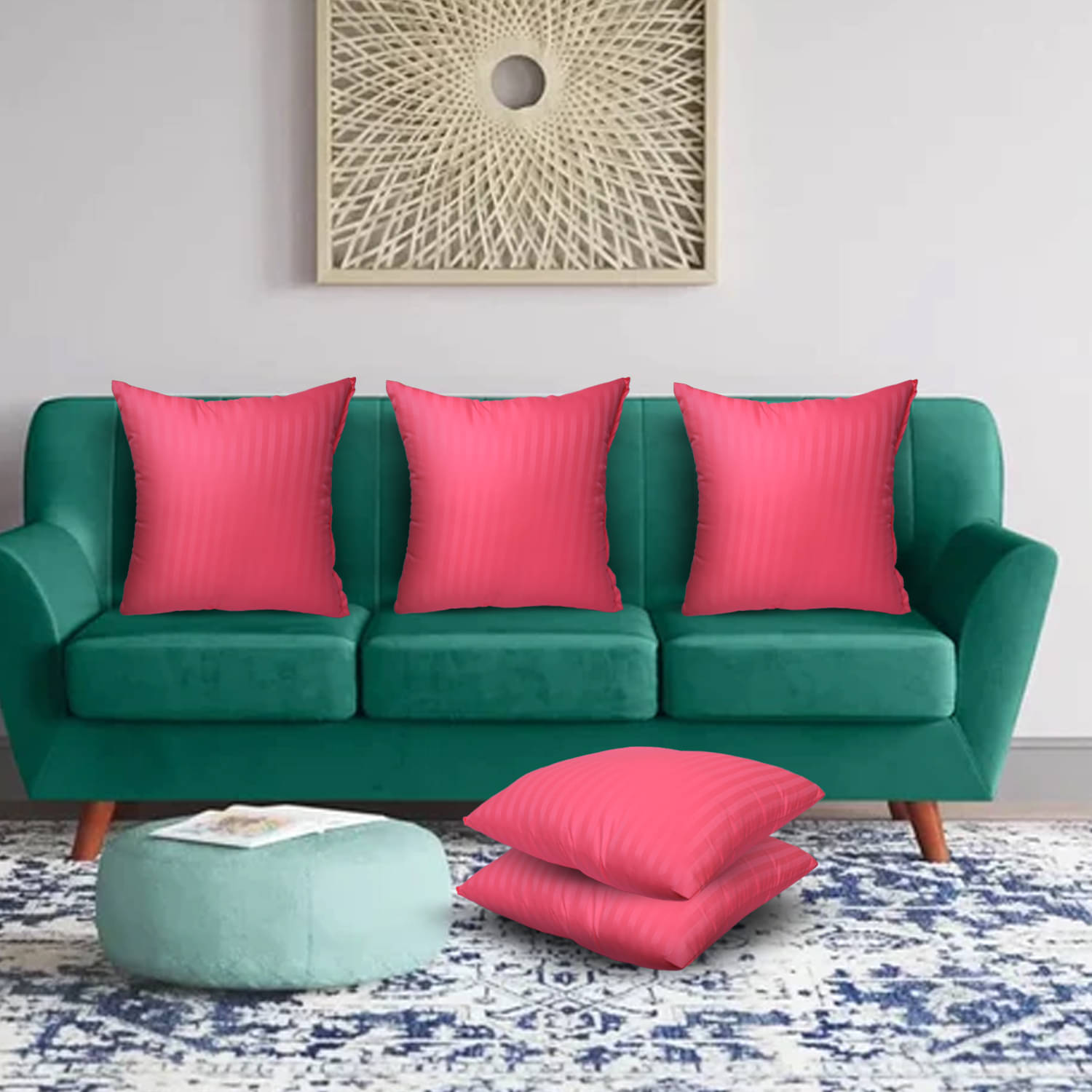     			JDXONLINESALE Set of 5 Pink Polyester Filled Cushion