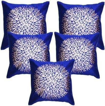 JDXONLINESALE Set of 5 Polyester Thread Work Square Cushion Cover (40X40)cm - Blue JDXONLINESALE Set of 5 Polyester Thread Work Square Cushion Cover (40X40)cm - Blue