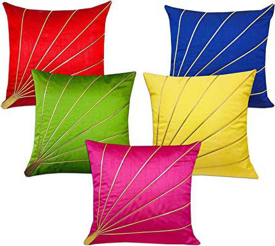     			JDXONLINESALE Set of 5 Polyester Diagonal Striped Square Cushion Cover (40X40)cm - Multi