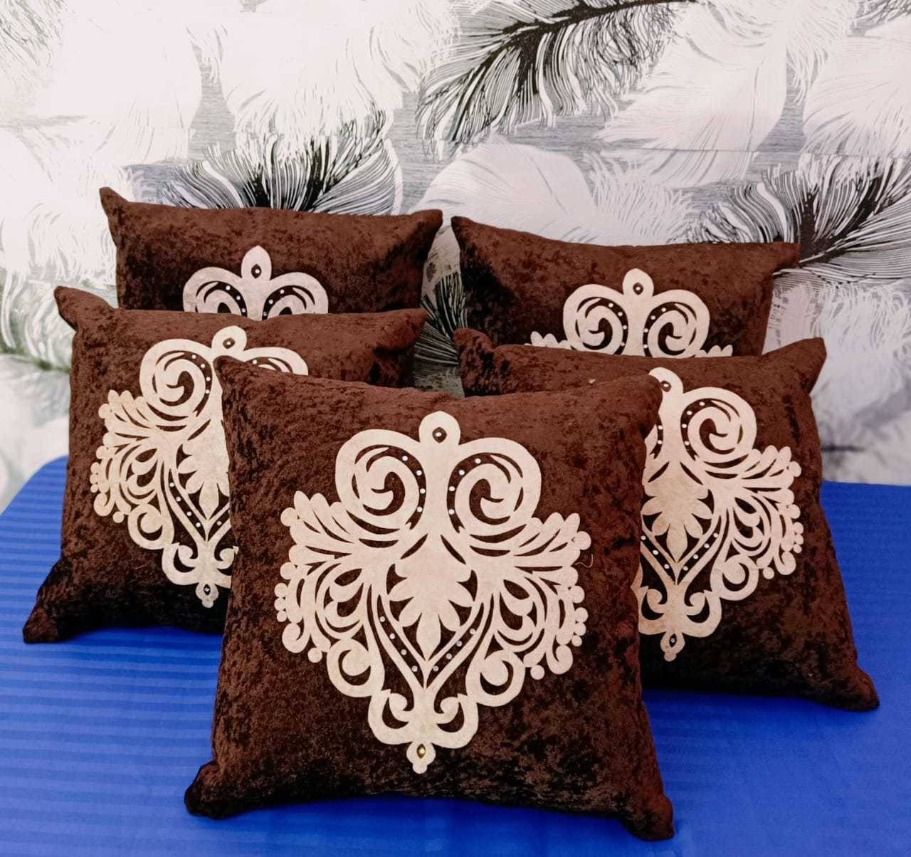 JDXONLINESALE Set of 5 Satin Abstract Square Cushion Cover (40X40)cm - Brown JDXONLINESALE Set of 5 Satin Abstract Square Cushion Cover (40X40)cm - Brown
