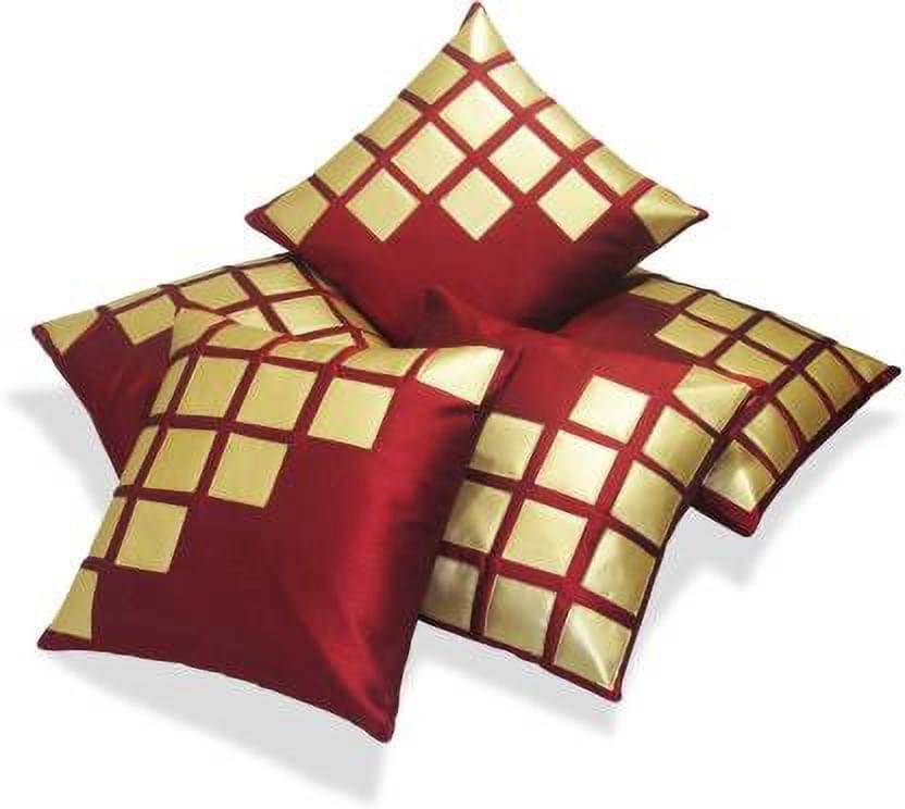 JDXONLINESALE Set of 5 Silk Big Checks Square Cushion Cover (40X40)cm - Red JDXONLINESALE Set of 5 Silk Big Checks Square Cushion Cover (40X40)cm - Red