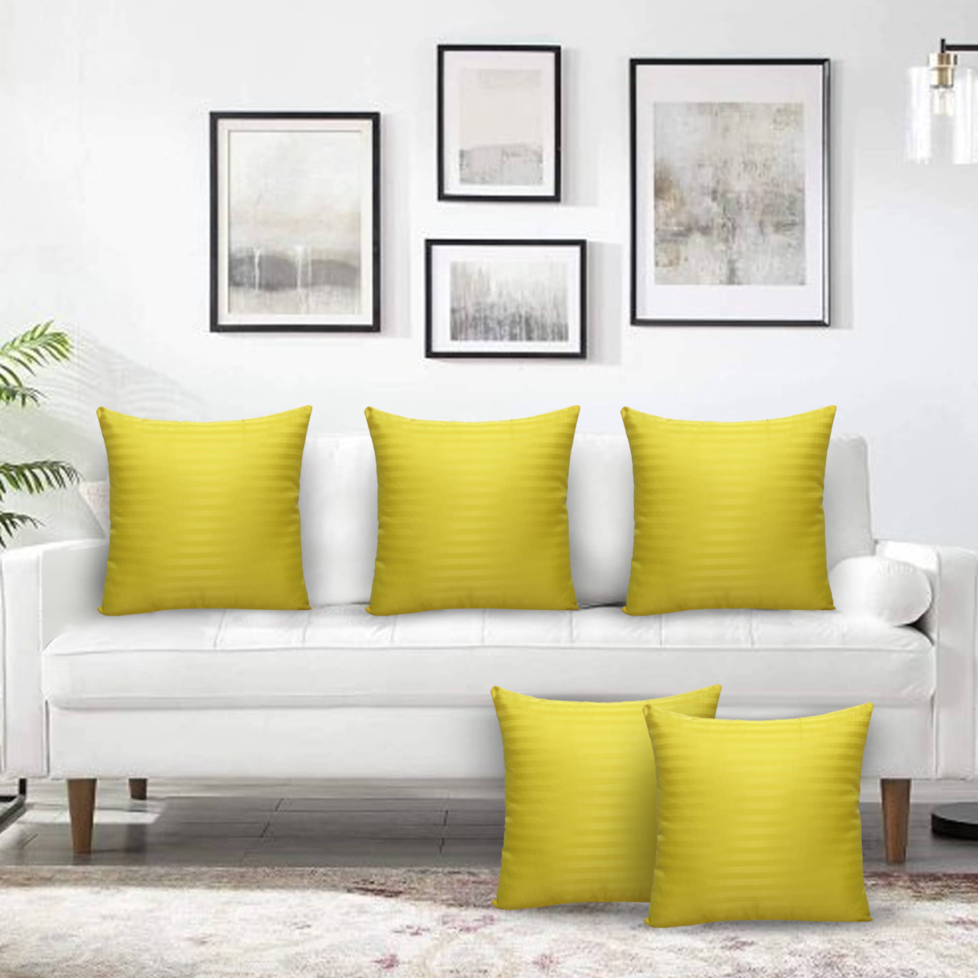 JDXONLINESALE Set of 5 Yellow Polyester Filled Cushion JDXONLINESALE Set of 5 Yellow Polyester Filled Cushion