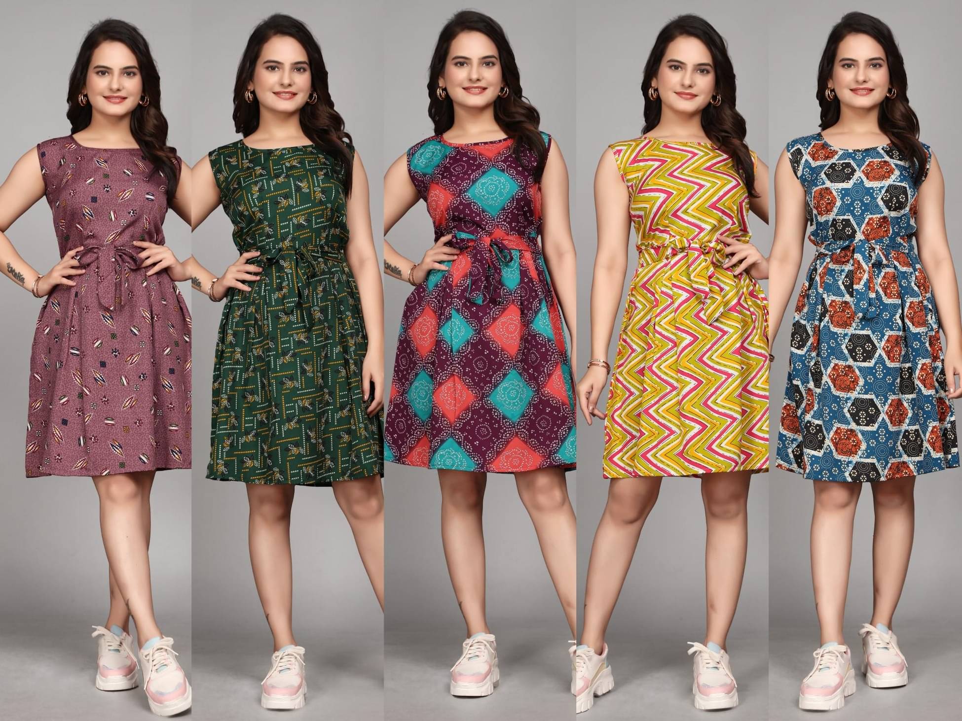 KALAVRITTA Women Crepe Printed Fit & Flare Dress ( Multicolor ) KALAVRITTA Women Crepe Printed Fit & Flare Dress ( Multicolor )