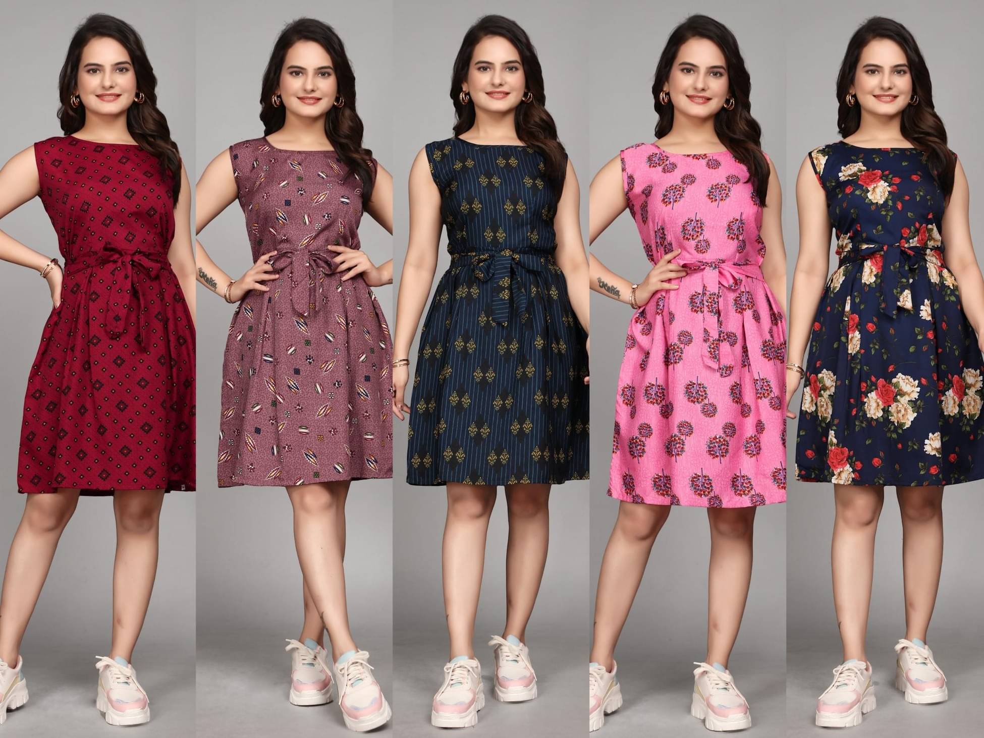 KALAVRITTA Women Crepe Printed Fit & Flare Dress ( Multicolor ) KALAVRITTA Women Crepe Printed Fit & Flare Dress ( Multicolor )