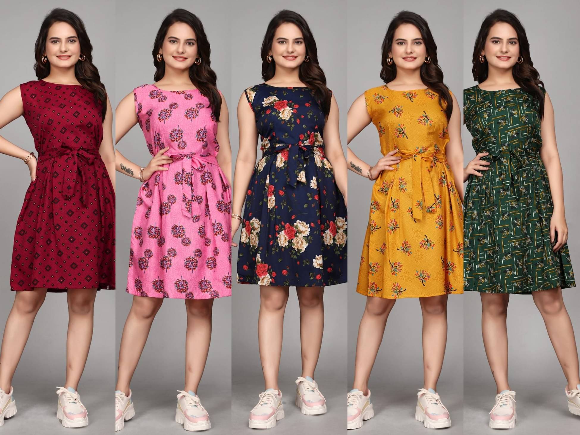 KALAVRITTA Women Crepe Printed Fit & Flare Dress ( Multicolor )     			KALAVRITTA Women Crepe Printed Fit & Flare Dress ( Multicolor )