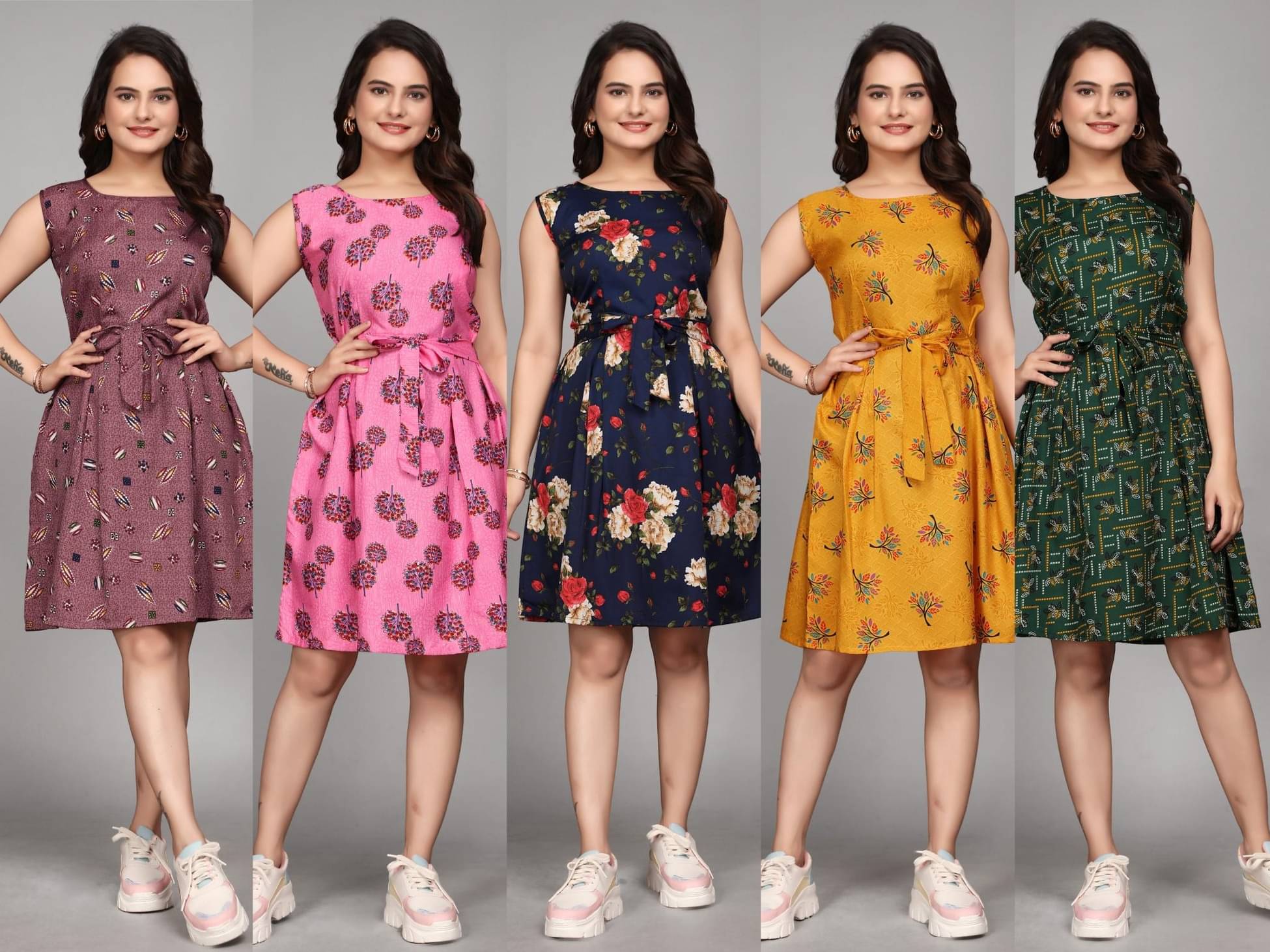 KALAVRITTA Women Crepe Printed Fit & Flare Dress ( Multicolor ) KALAVRITTA Women Crepe Printed Fit & Flare Dress ( Multicolor )