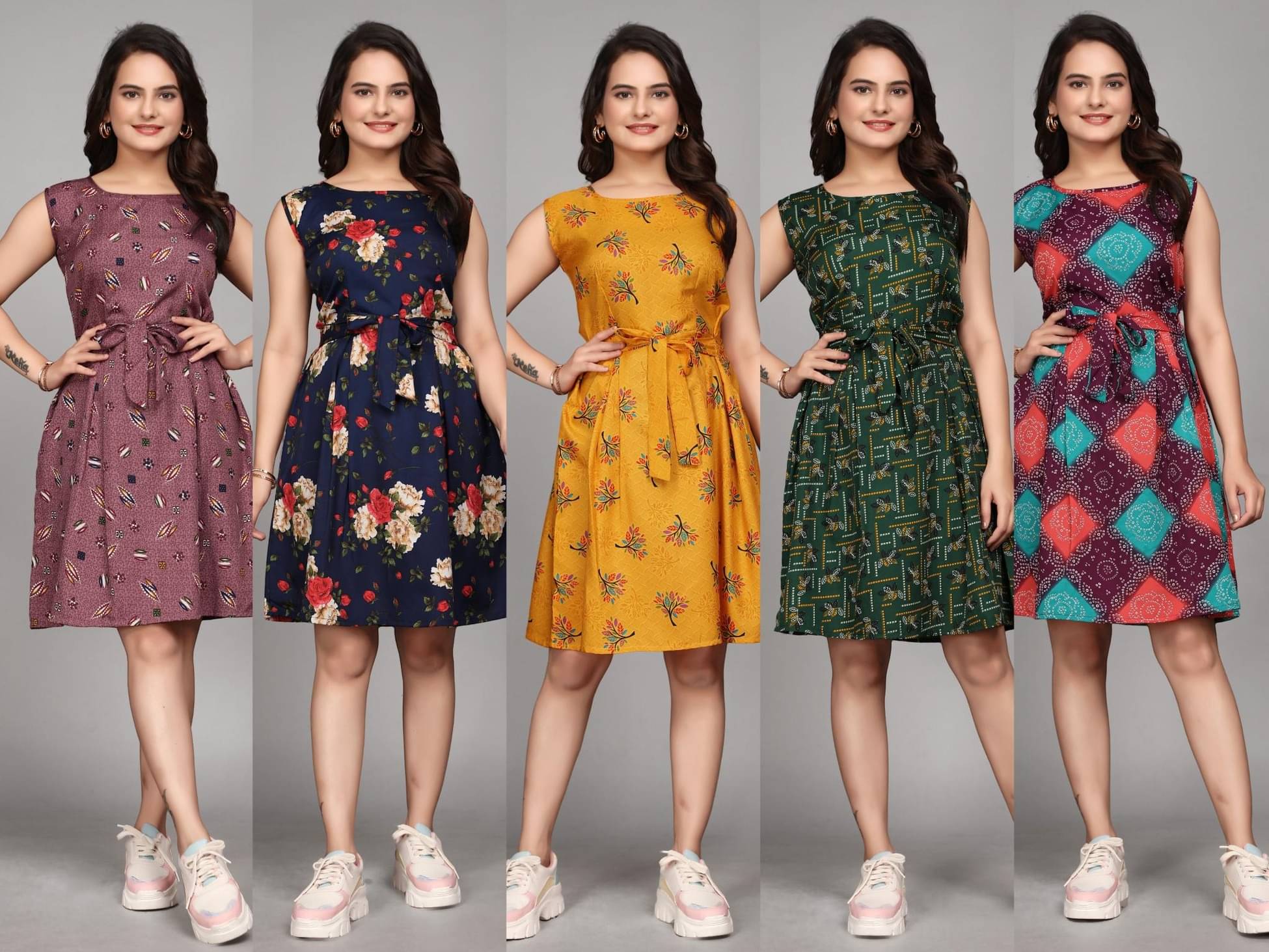 KALAVRITTA Women Crepe Printed Fit & Flare Dress ( Multicolor ) KALAVRITTA Women Crepe Printed Fit & Flare Dress ( Multicolor )