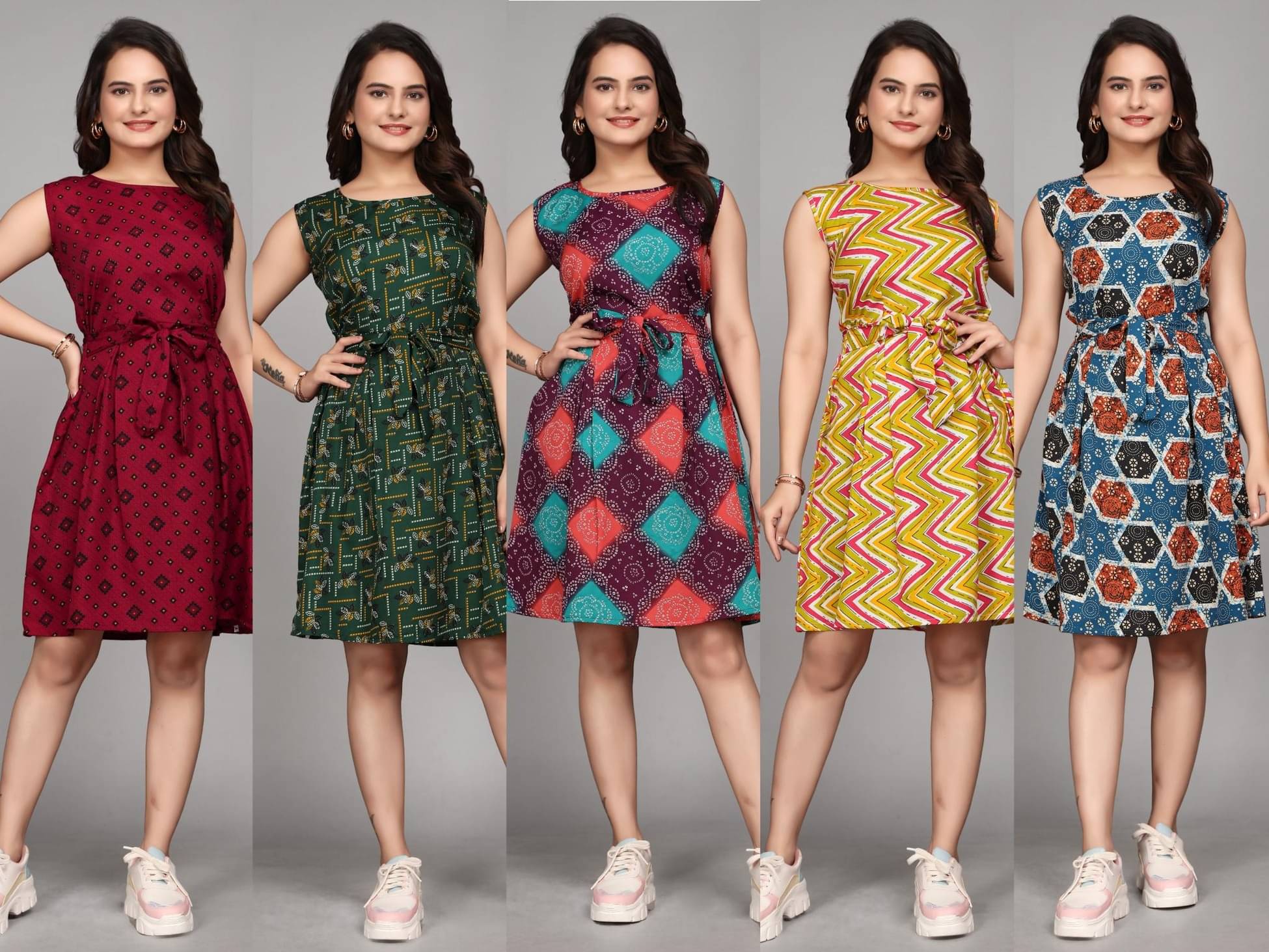 KALAVRITTA Women Crepe Printed A-line Dress ( Multicolor ) KALAVRITTA Women Crepe Printed A-line Dress ( Multicolor )