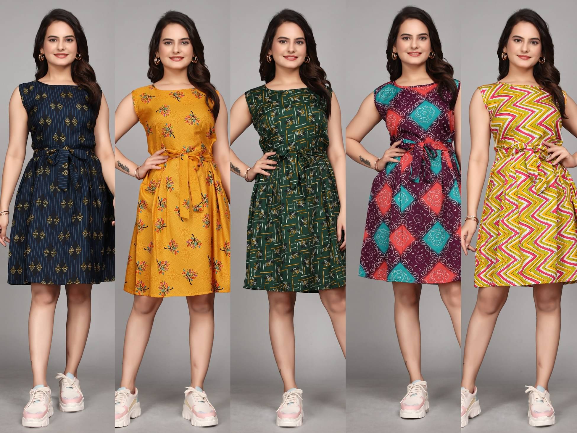     			KALAVRITTA Women Crepe Printed A-line Dress ( Multicolor )