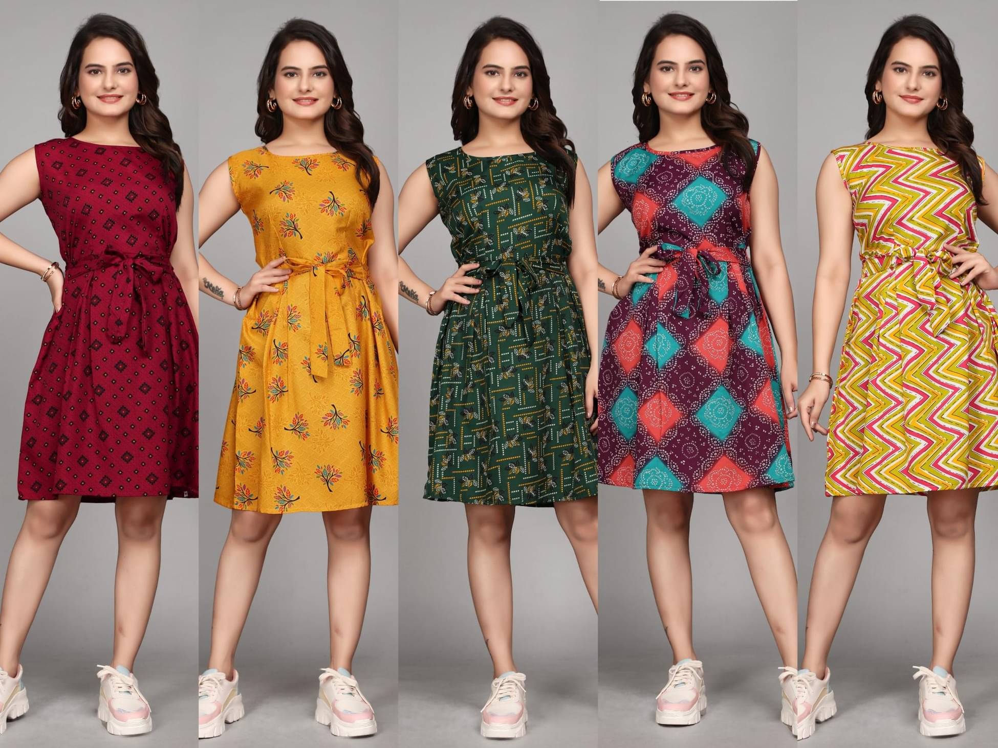 KALAVRITTA Women Crepe Printed A-line Dress ( Multicolor ) KALAVRITTA Women Crepe Printed A-line Dress ( Multicolor )